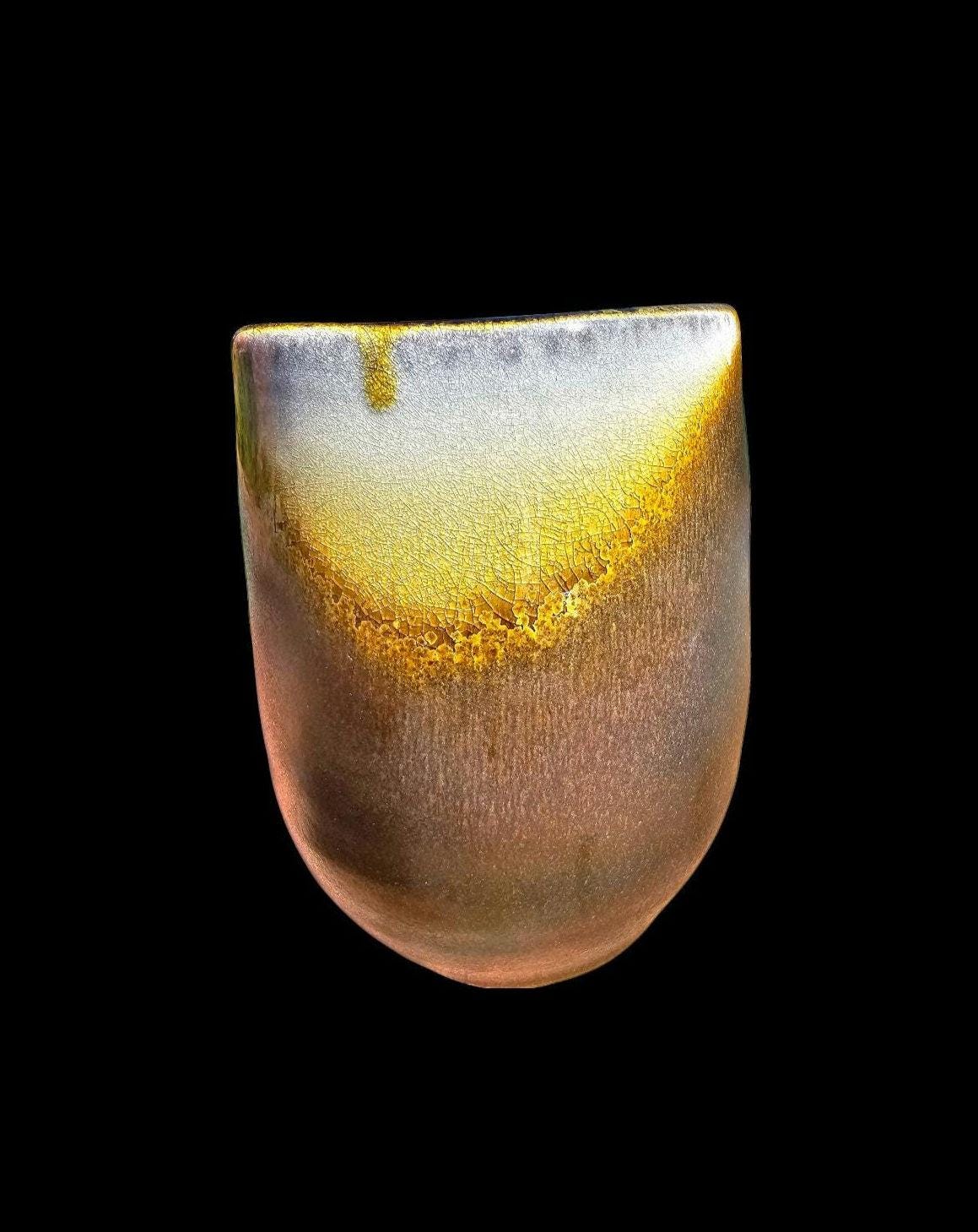 Sunrise Fire Soda Fired Ceramic Sculpture Vase stoneware Pottery Art signed Lin Kensington