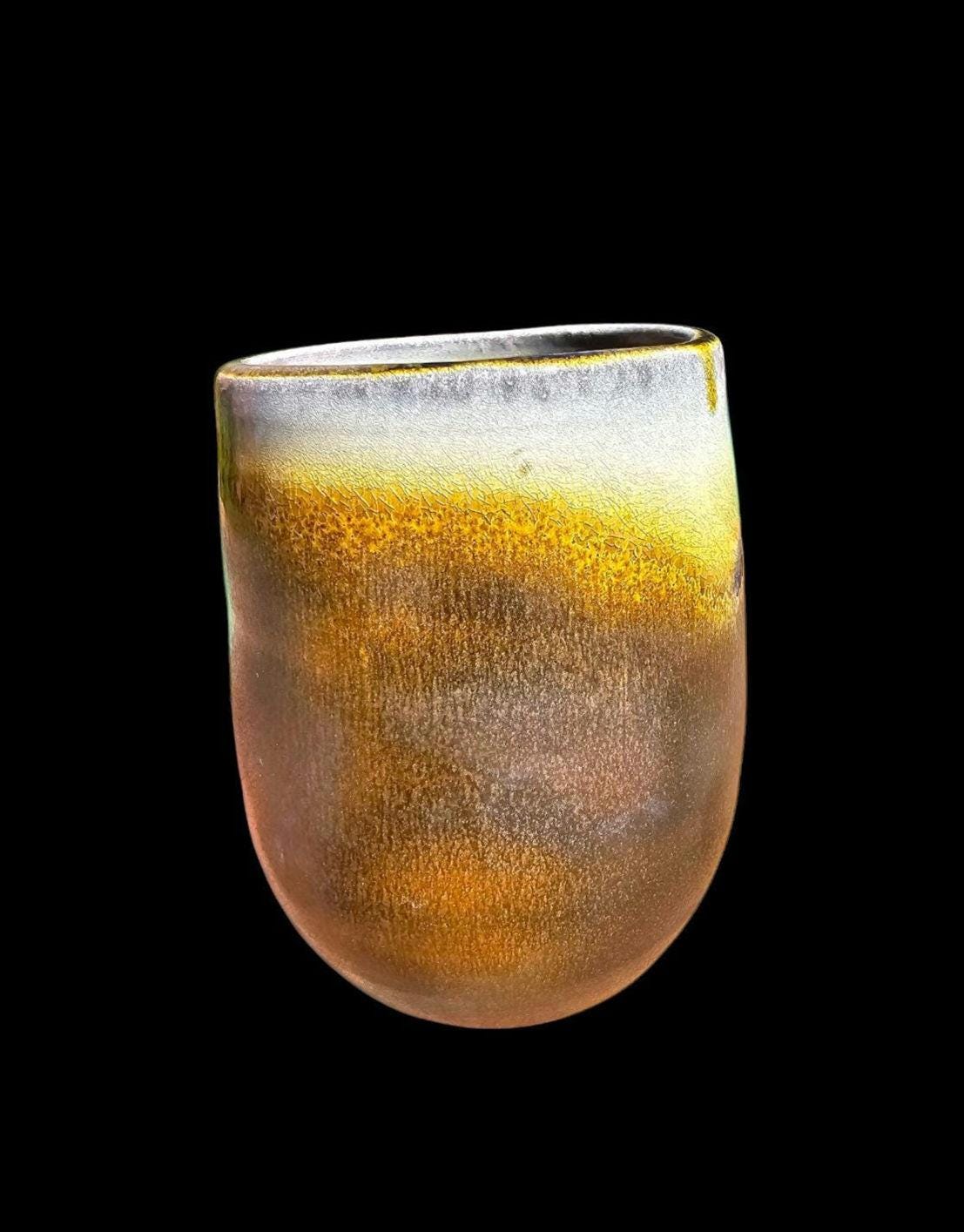 Sunrise Fire Soda Fired Ceramic Sculpture Vase stoneware Pottery Art signed Lin Kensington