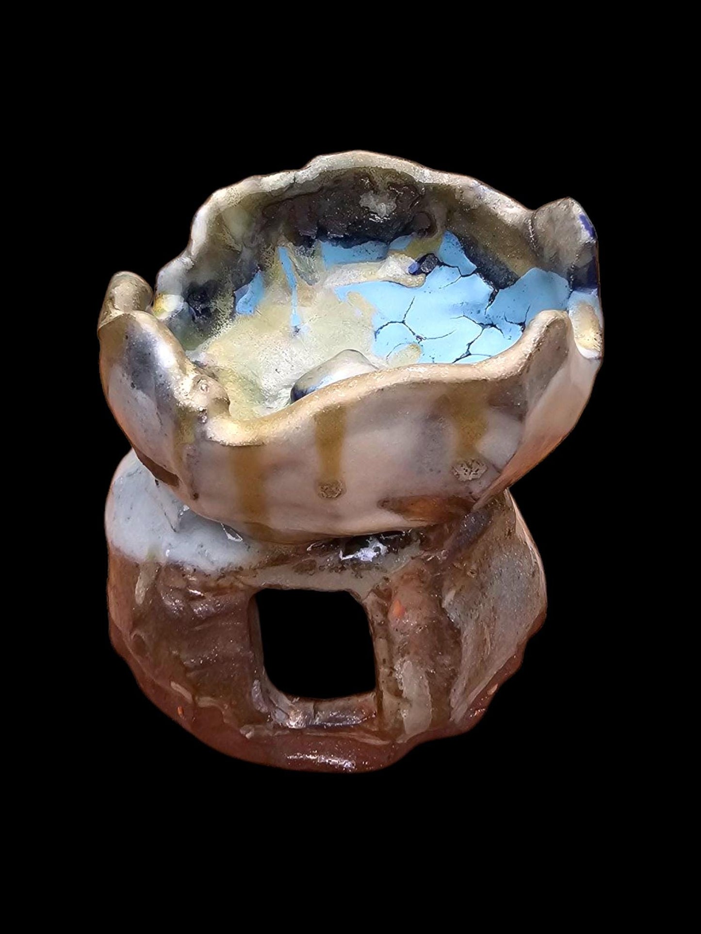Soda Fired Stoneware Sculpture: Abstract Ceramic stack brutalist nature inspired avant garde