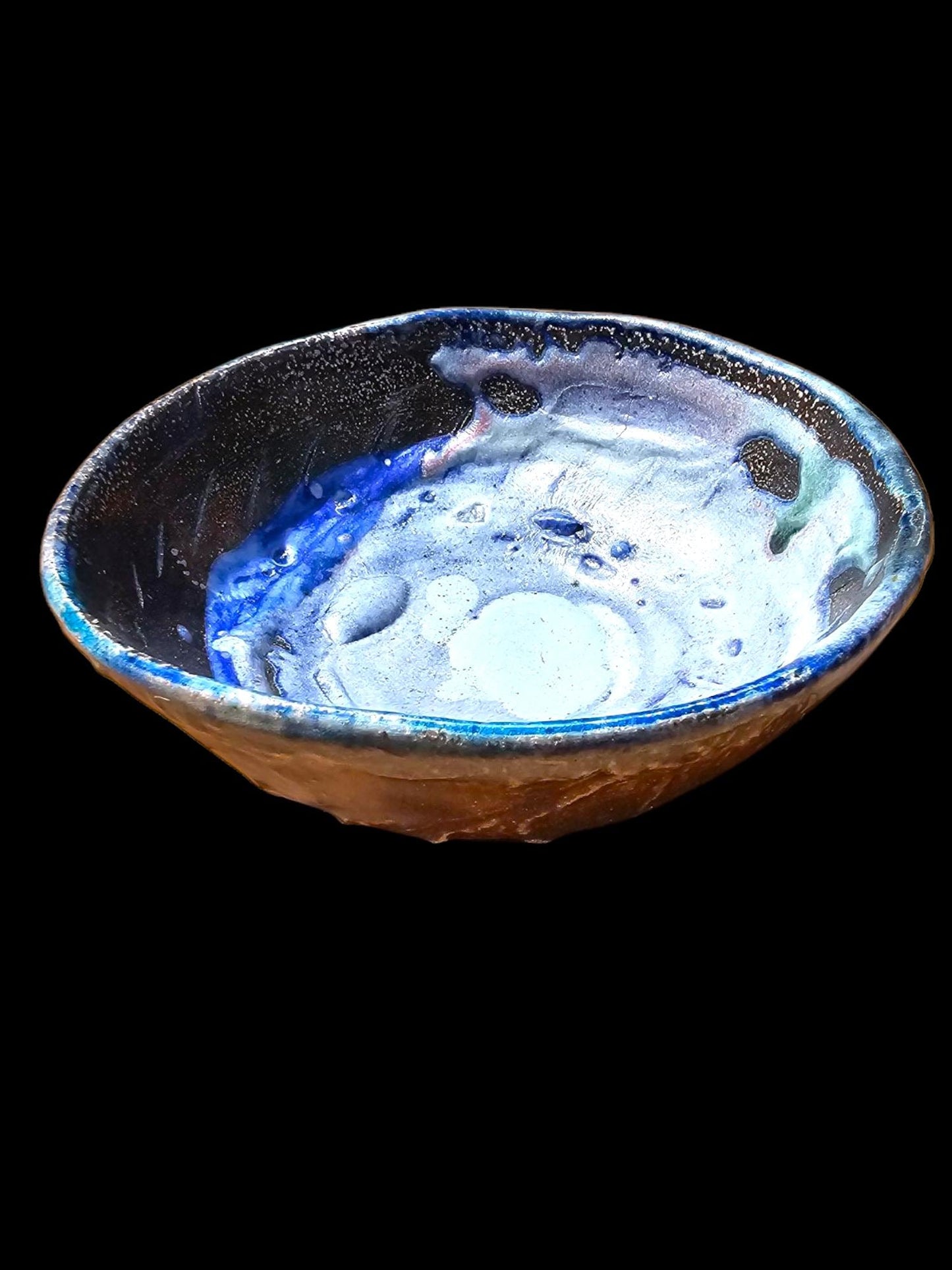 Handmade Soda Fired Ceramic Footed Bowl: Textured Wabi Sabi Rustic Pottery, Stoneware Art (6.5")