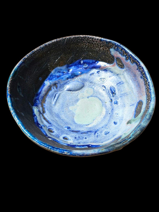 Handmade Soda Fired Ceramic Footed Bowl: Textured Wabi Sabi Rustic Pottery, Stoneware Art (6.5")