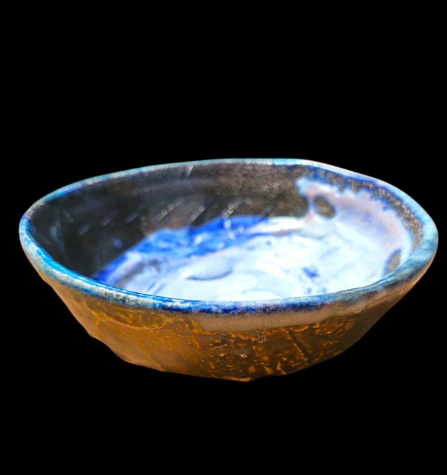 Handmade Soda Fired Ceramic Footed Bowl: Textured Wabi Sabi Rustic Pottery, Stoneware Art (6.5")