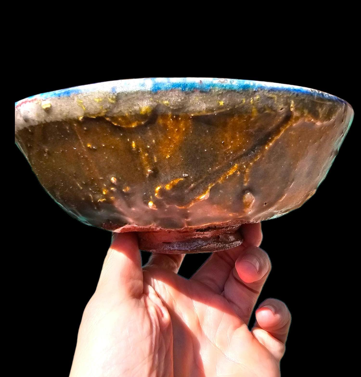 Handmade Soda Fired Ceramic Footed Bowl: Textured Wabi Sabi Rustic Pottery, Stoneware Art (6.5")