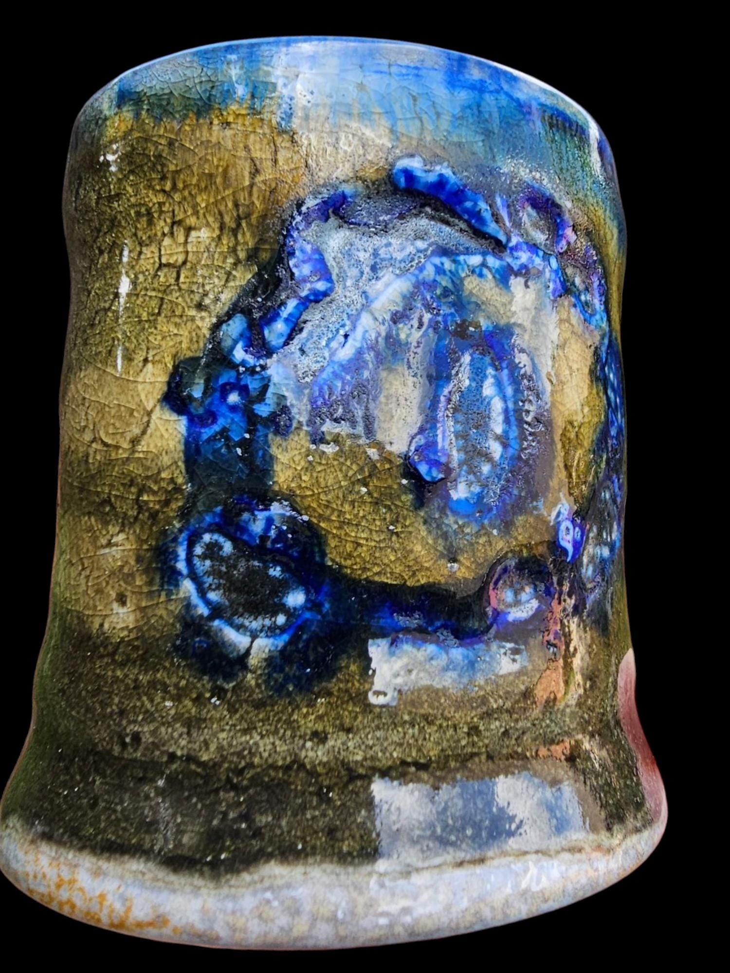 Soda Fired Shino Glazed Ceramic Cup: Handmade Pottery, Earth Tones
