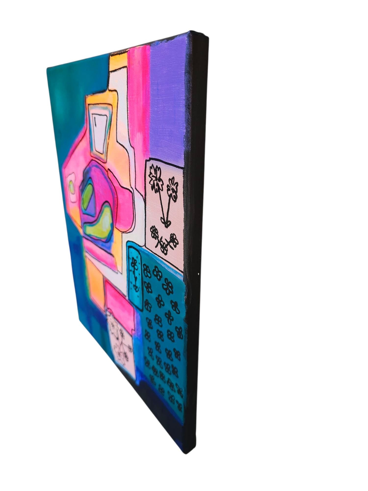 Original Abstract Floral Painting: Colorful Chaos Art, 11x14