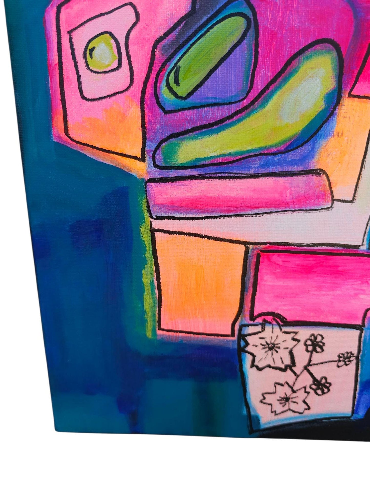 Original Abstract Floral Painting: Colorful Chaos Art, 11x14
