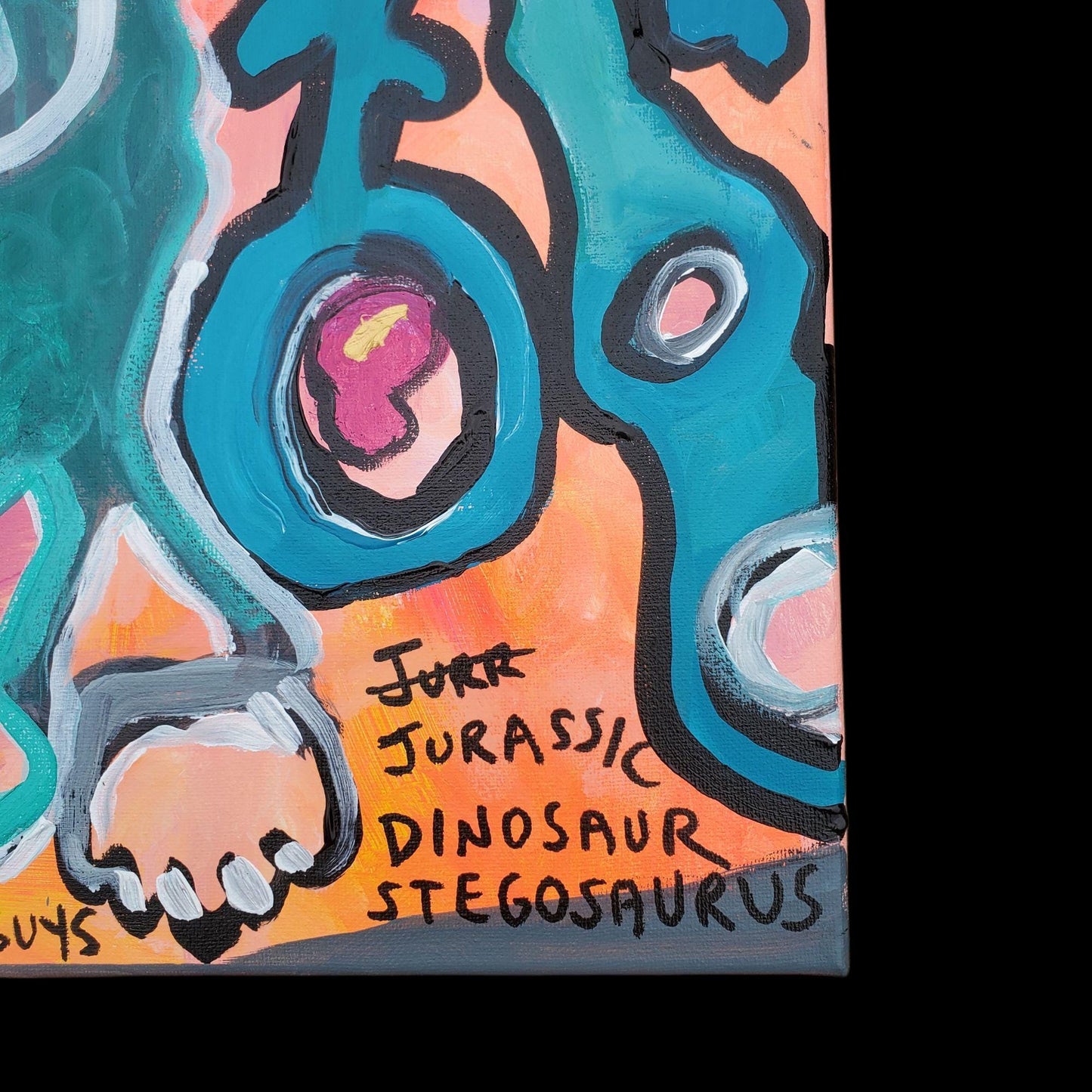 Stegosaurus Art: Whimsical Dinosaur Painting, Fries & Graffiti Pop Art