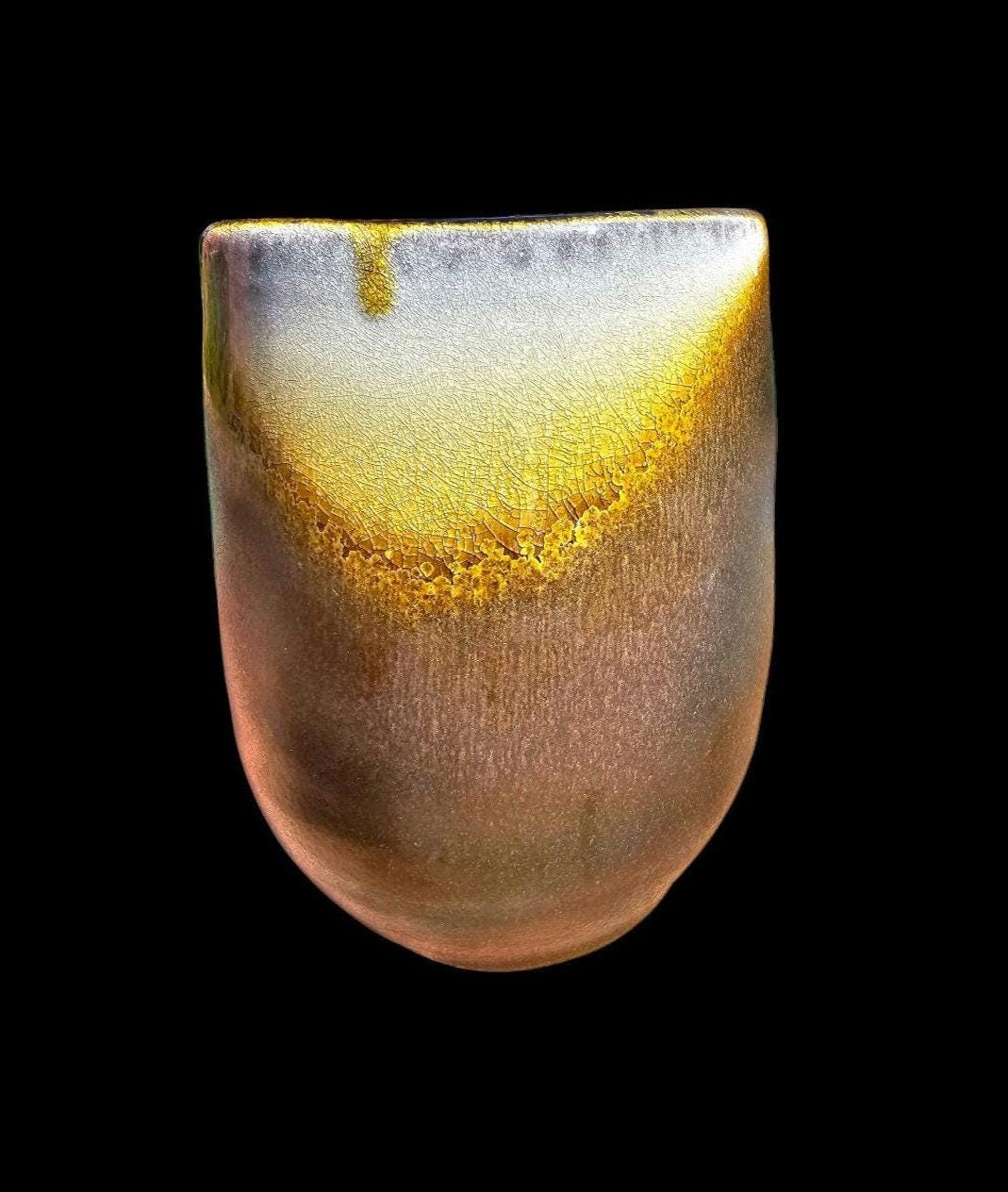Sunrise Fire Soda Fired Ceramic Sculpture Vase stoneware Pottery Art signed Lin Kensington