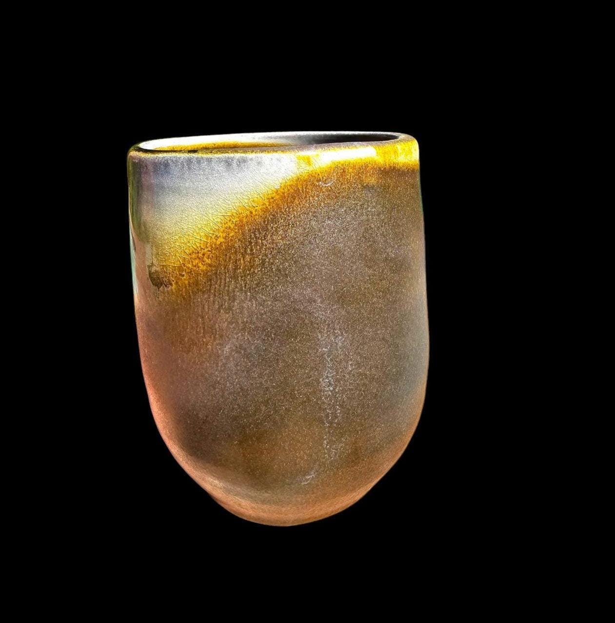 Sunrise Fire Soda Fired Ceramic Sculpture Vase stoneware Pottery Art signed Lin Kensington