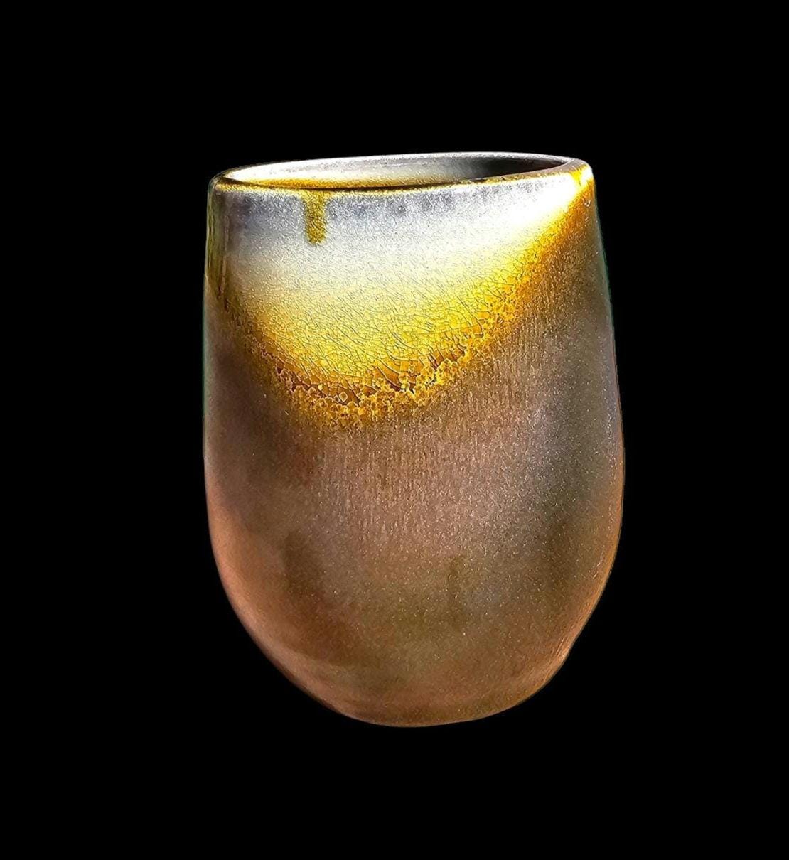 Sunrise Fire Soda Fired Ceramic Sculpture Vase stoneware Pottery Art signed Lin Kensington