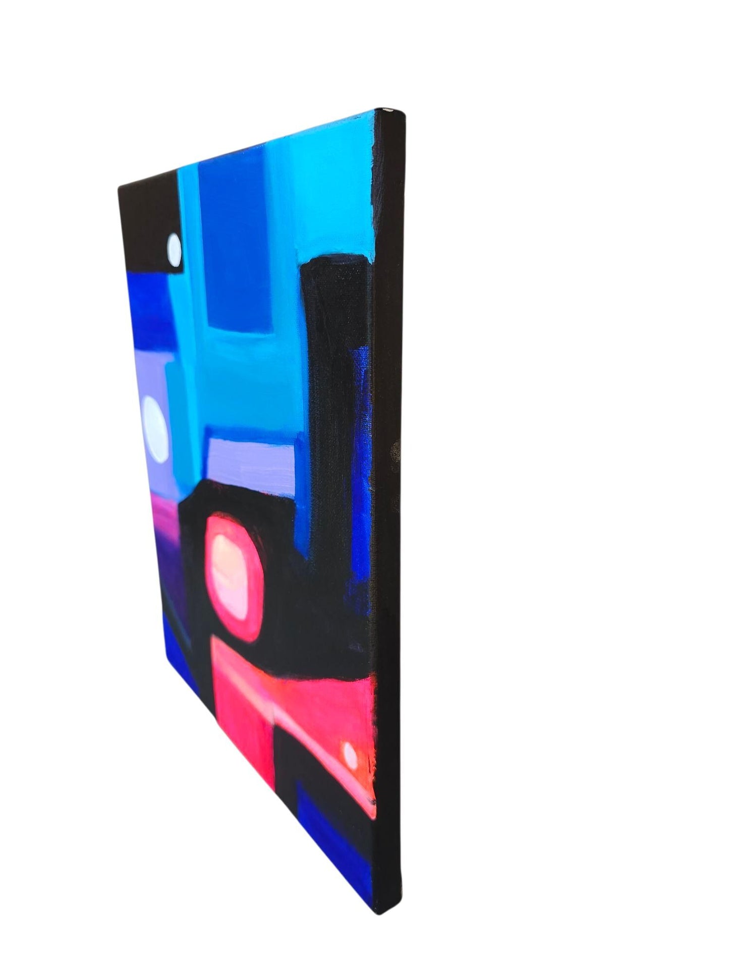 Original Acrylic Abstract Painting: Mid-Century Modern Geometric Art