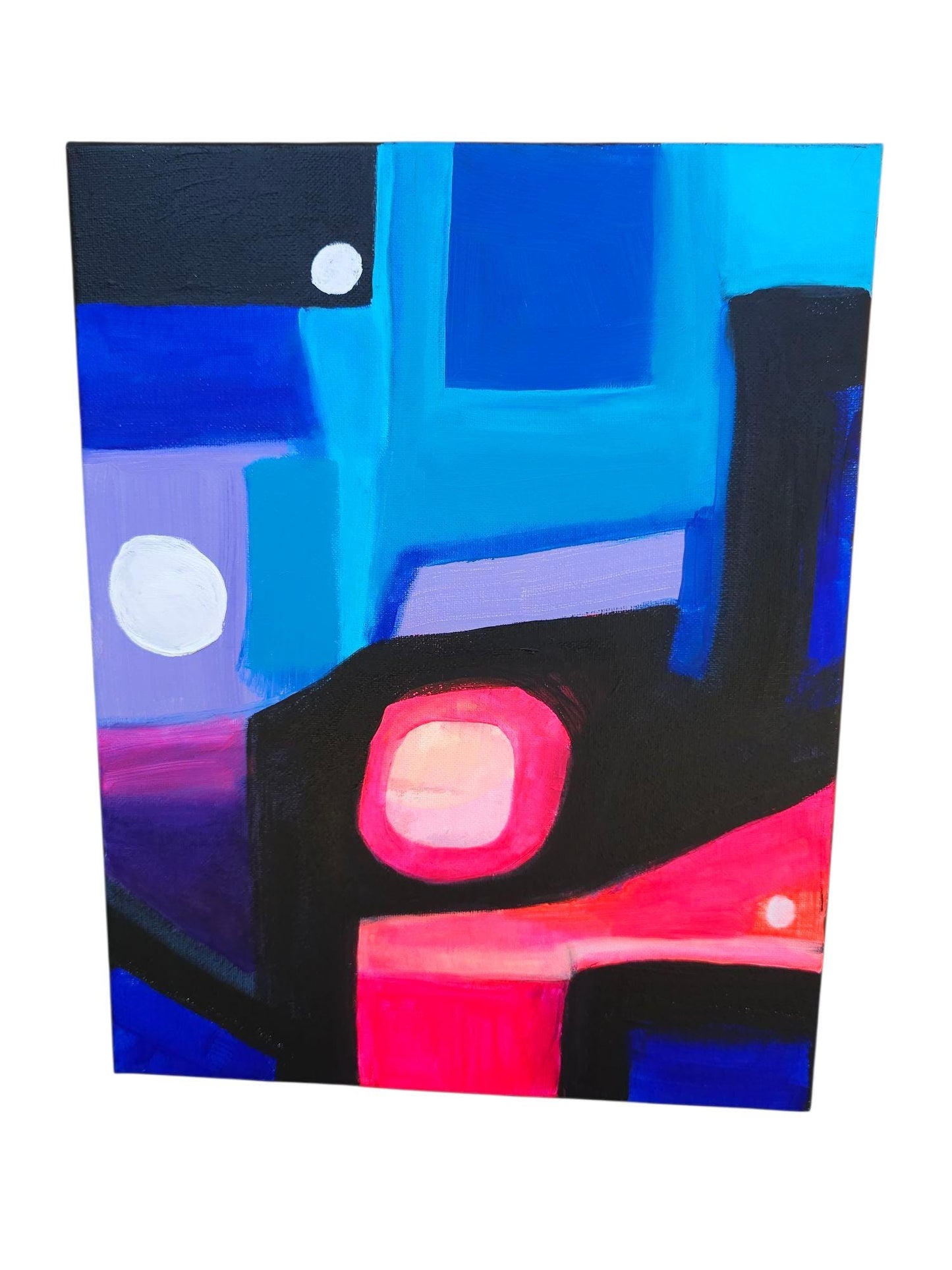 Original Acrylic Abstract Painting: Mid-Century Modern Geometric Art