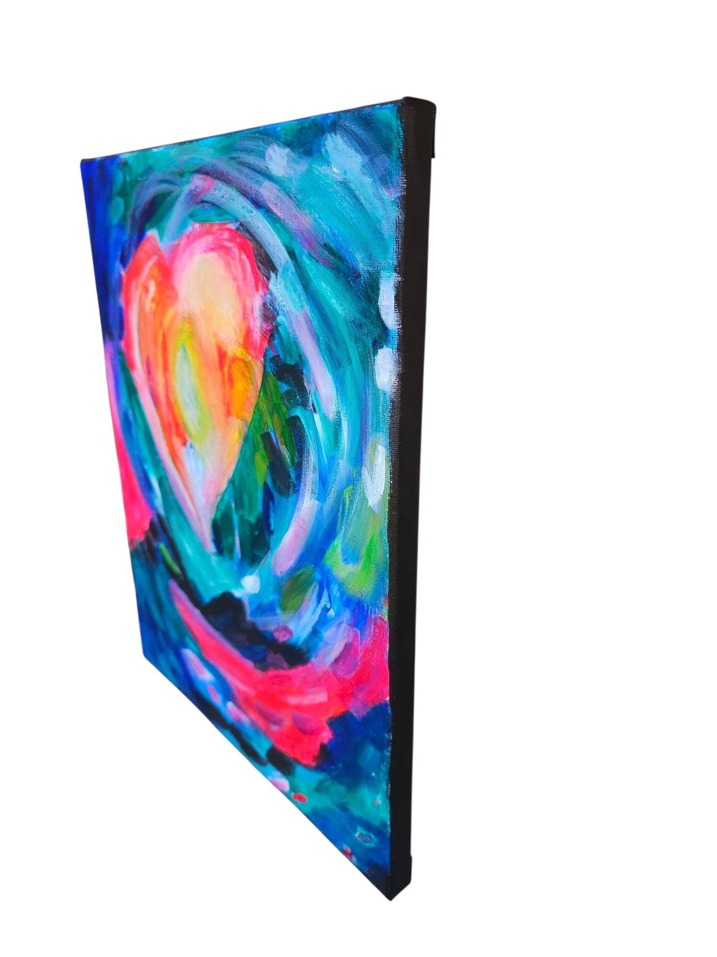 Original Acrylic Painting: Abstract Glowing Heart Impressionist Art, 11x14