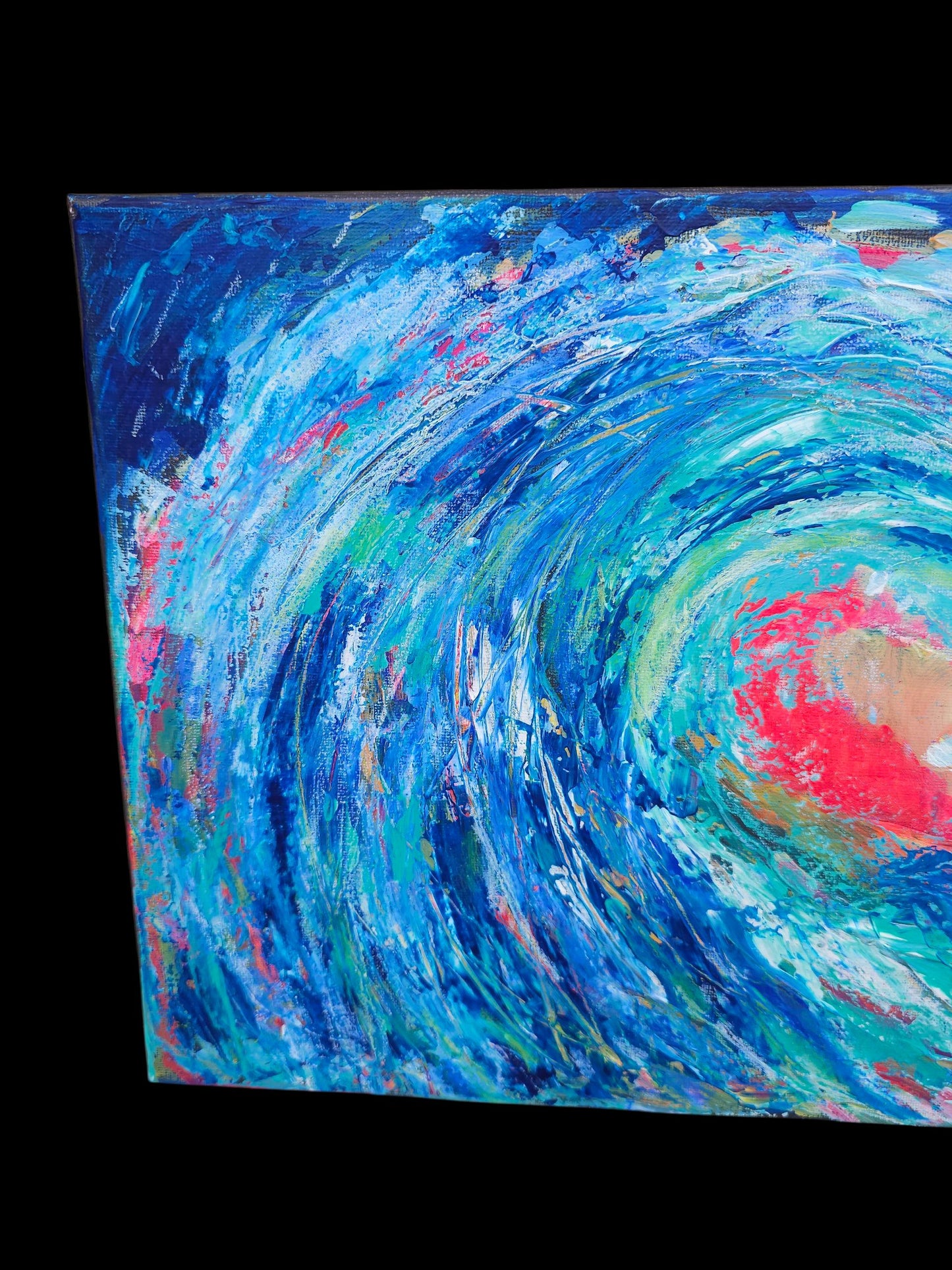 Original Acrylic Wave Painting: Vibrant Abstract Ocean Art, 11x14