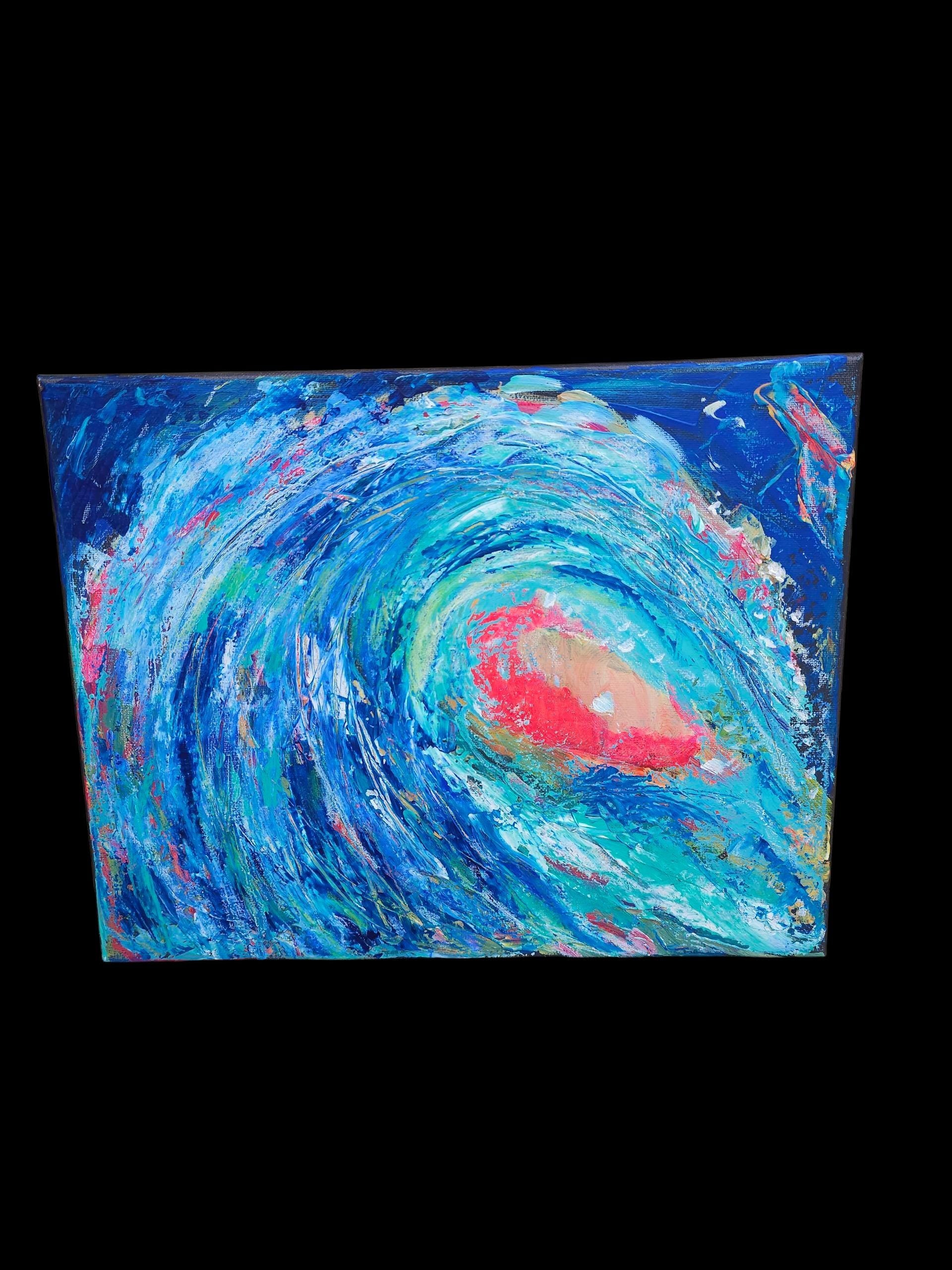 Original Acrylic Wave Painting: Vibrant Abstract Ocean Art, 11x14