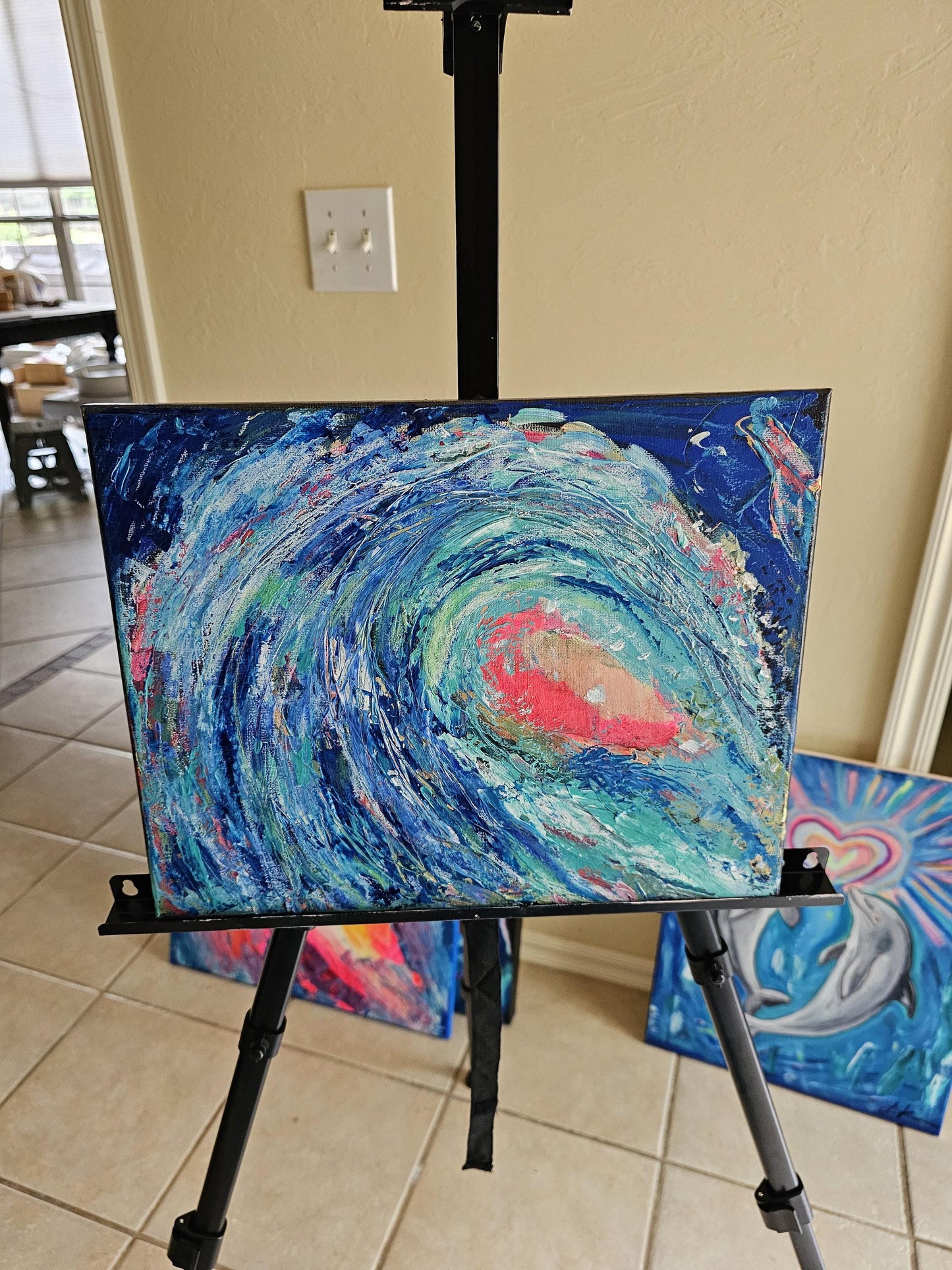 Original Acrylic Wave Painting: Vibrant Abstract Ocean Art, 11x14
