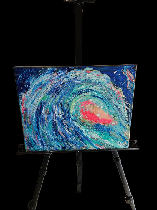 Original Acrylic Wave Painting: Vibrant Abstract Ocean Art, 11x14