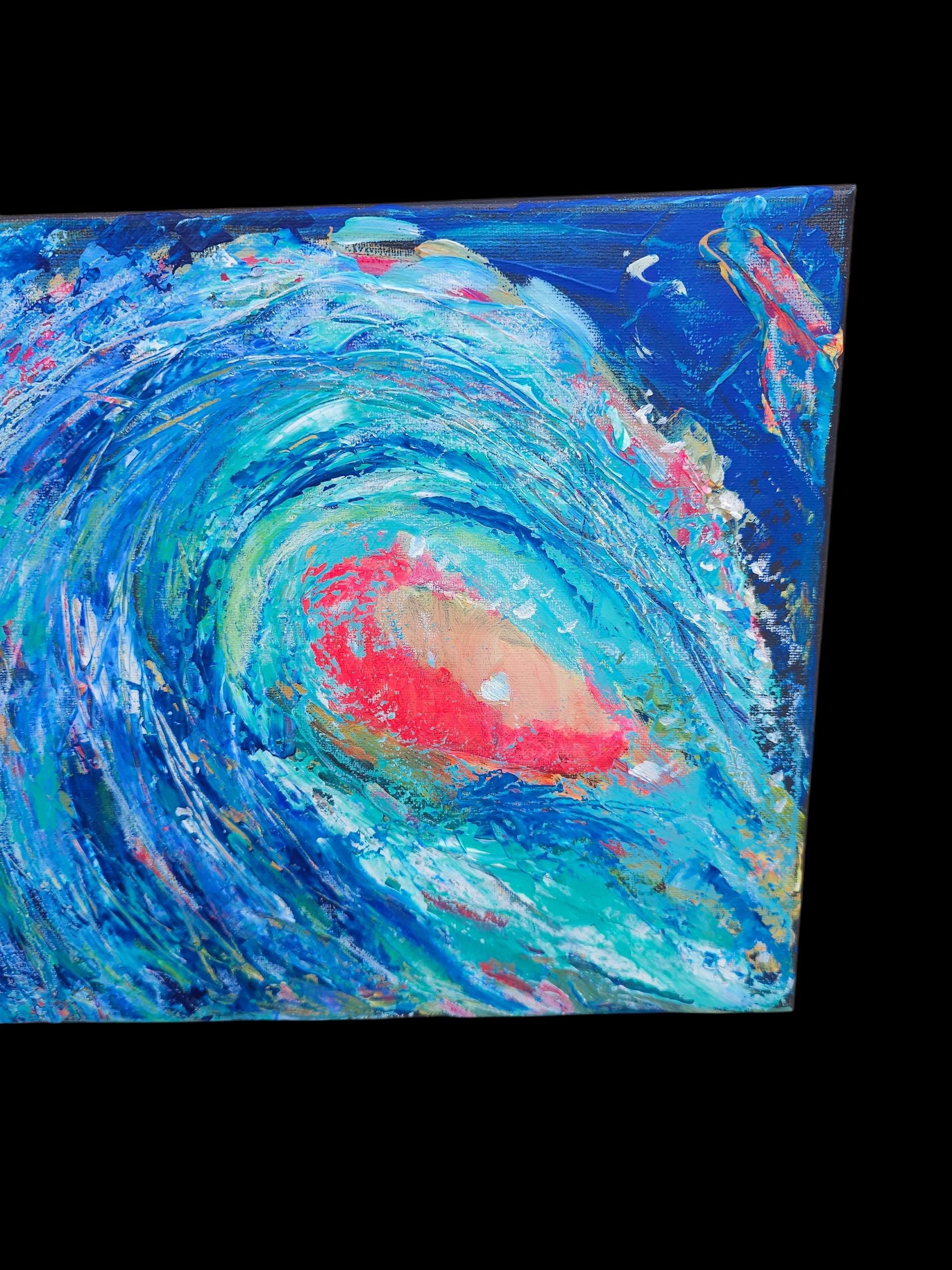 Original Acrylic Wave Painting: Vibrant Abstract Ocean Art, 11x14