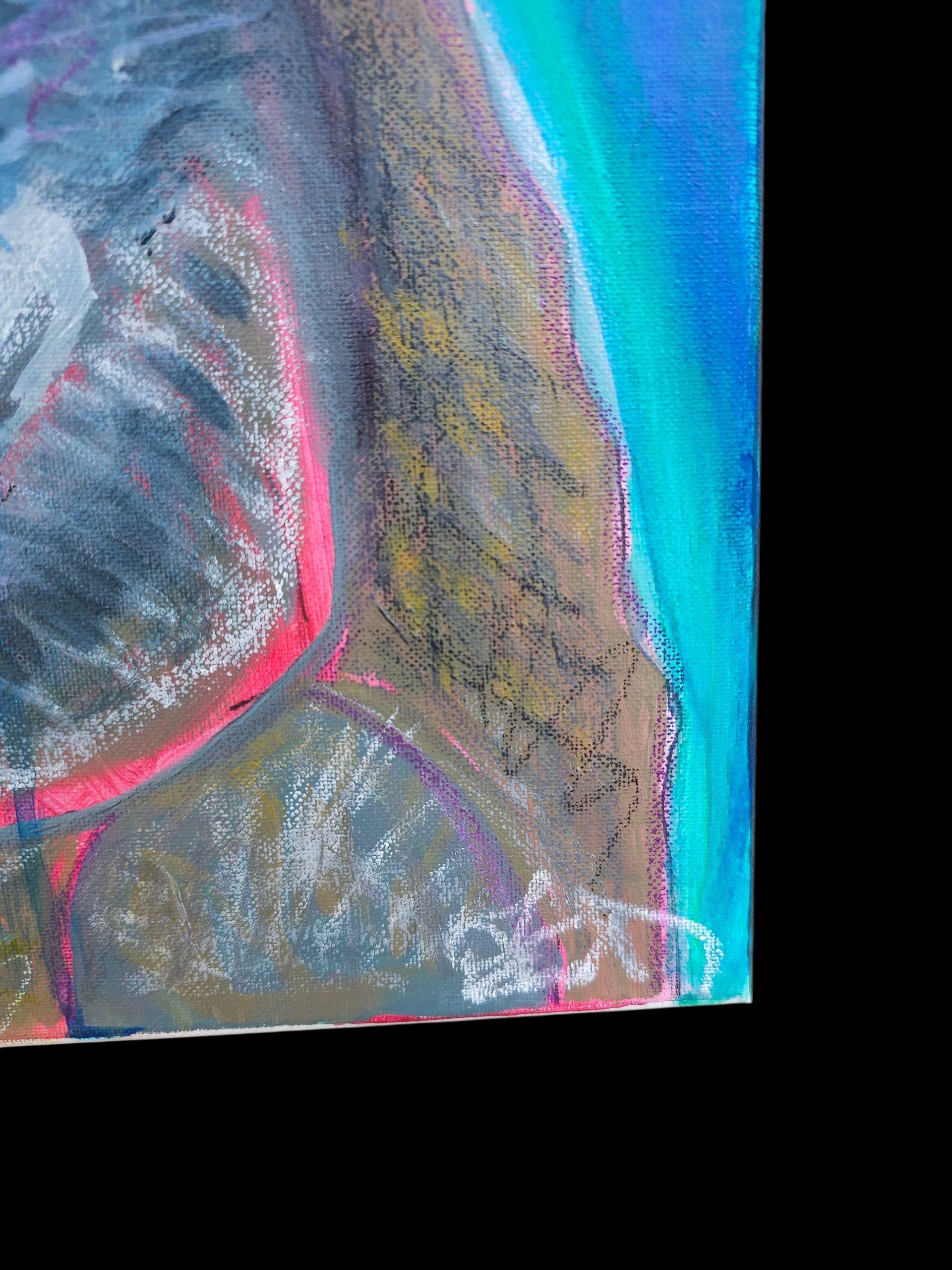 Starry Night Lemur Painting: Original Acrylic Canvas Art by Lin Kensington