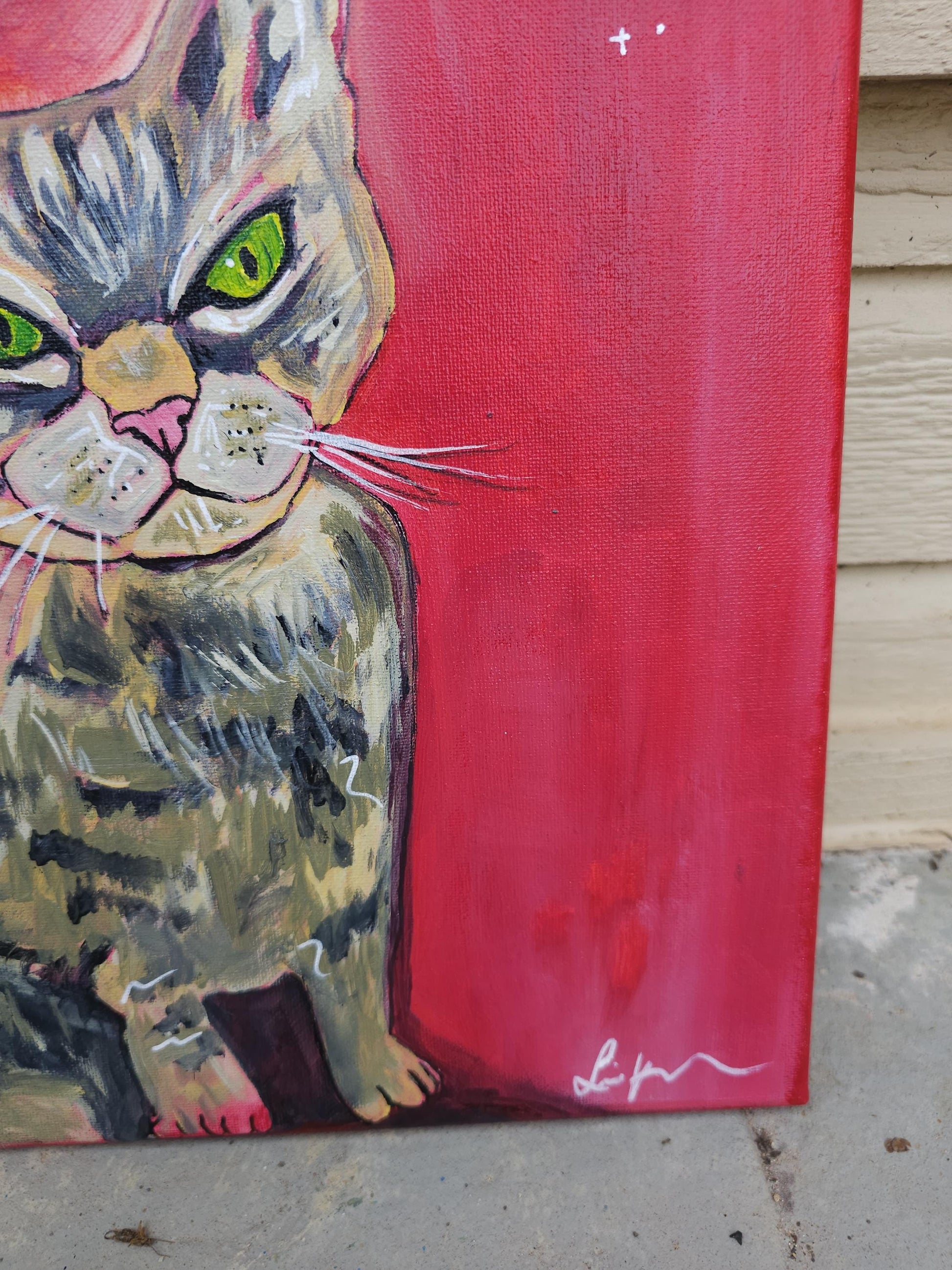 Original Grumpy Cat Painting: Whimsical Acrylic Pop Art