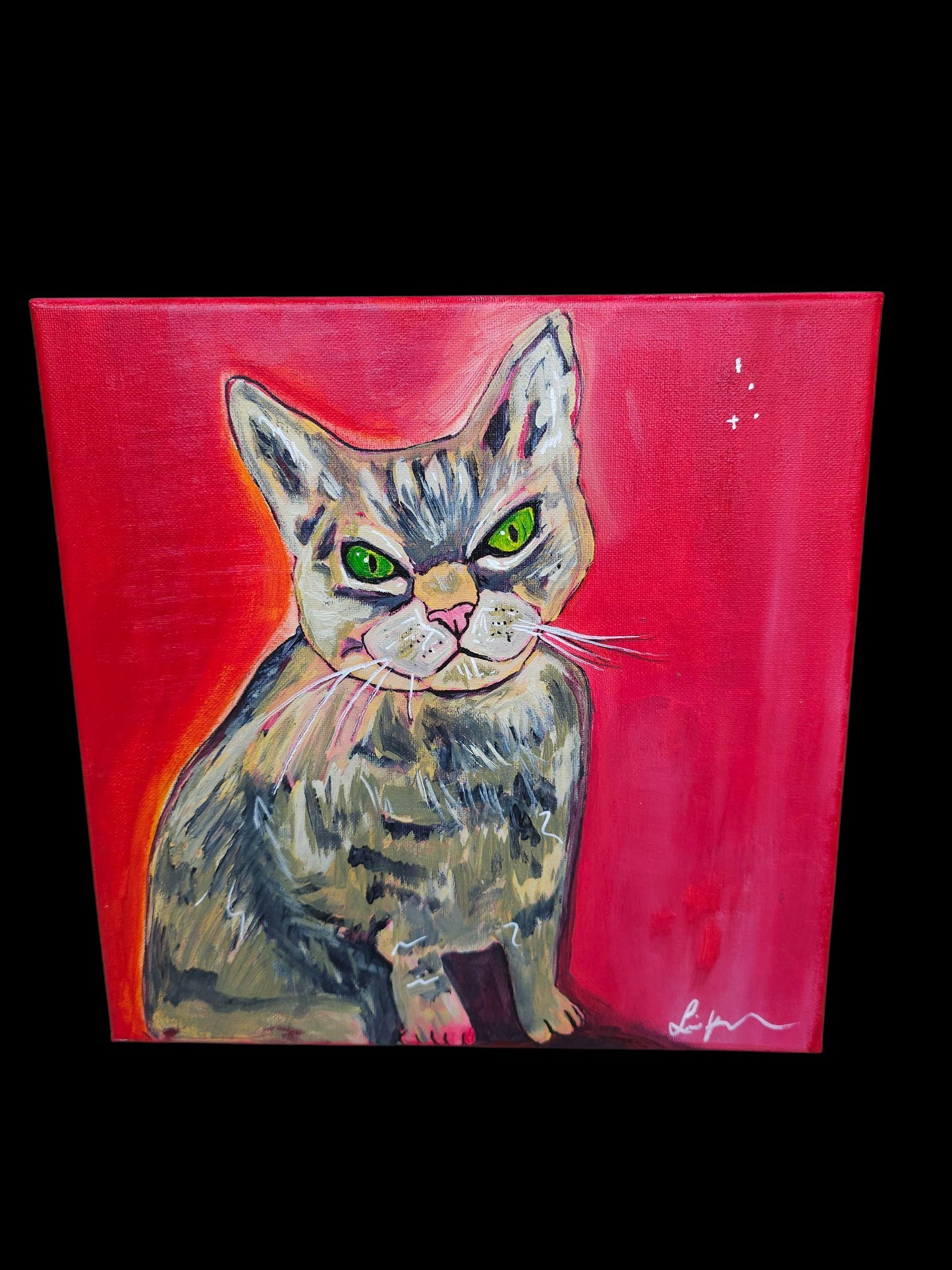 Original Grumpy Cat Painting: Whimsical Acrylic Pop Art