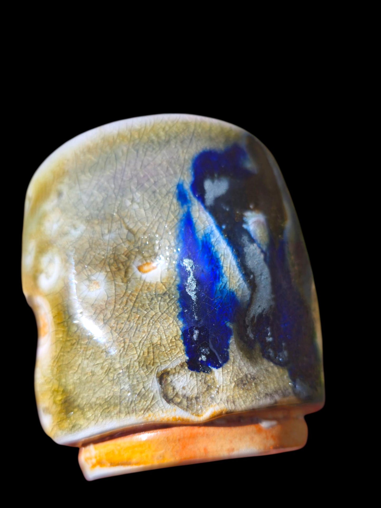 Handmade Soda Fired Ceramic Cup: Cobalt Shino Glaze, 5-6 oz Pottery