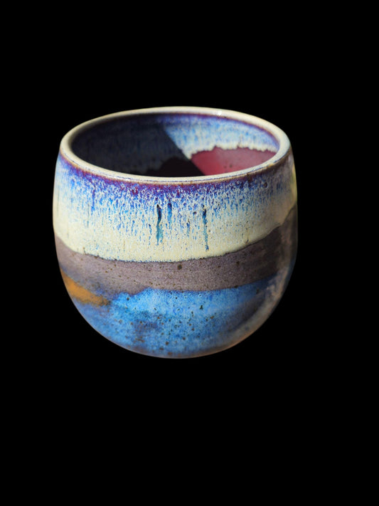 Handmade Ceramic Sculptural Vase Vessel Beachy Ocean Art Pottery, Signed footed