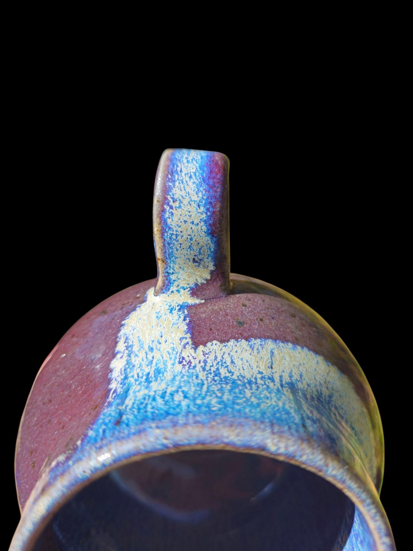 Handmade Gecko Mug: Purple rainbow fade Titanium Pottery, 8 oz ceramic art