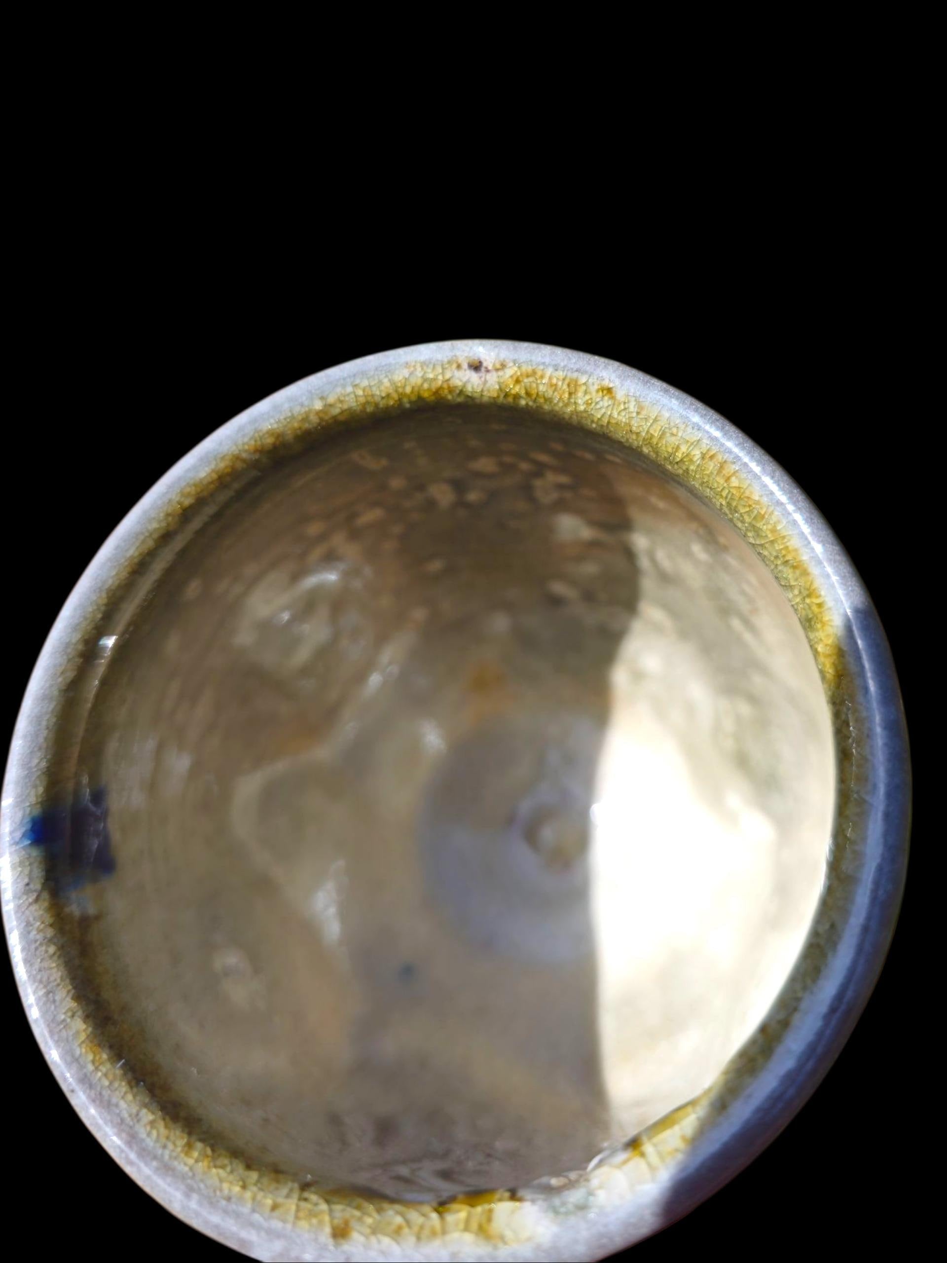 Handmade Soda Fired Ceramic Cup: Cobalt Shino Glaze, 5-6 oz Pottery