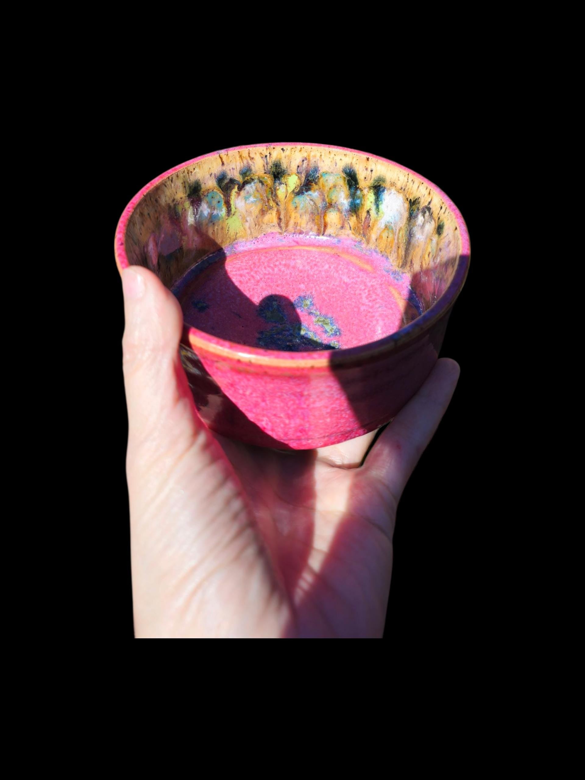 Handmade Pink Abstract Matcha Bowl - Contemporary Tea Ceremony Chawan