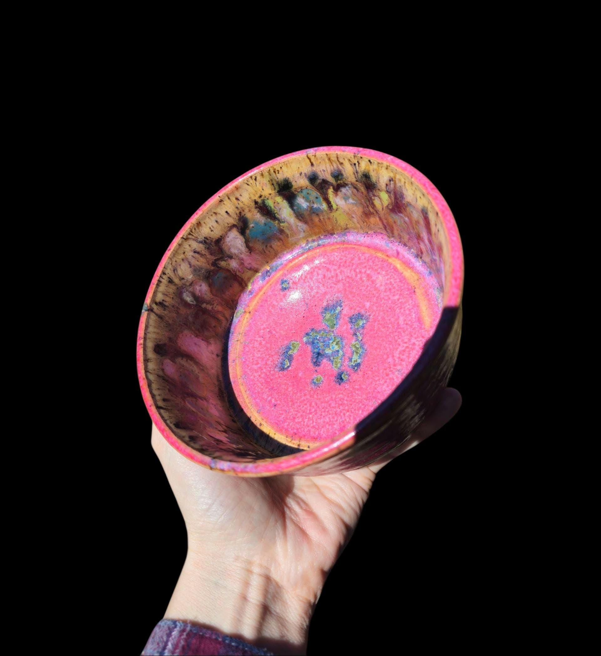 Handmade Pink Abstract Matcha Bowl - Contemporary Tea Ceremony Chawan
