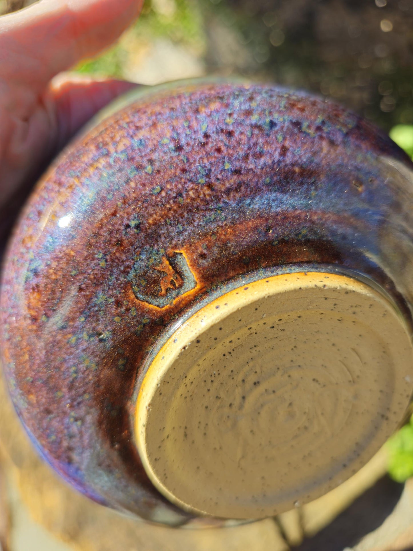 Handmade Ceramic Chawan Bowl: Abstract Landscape Art, 12 oz