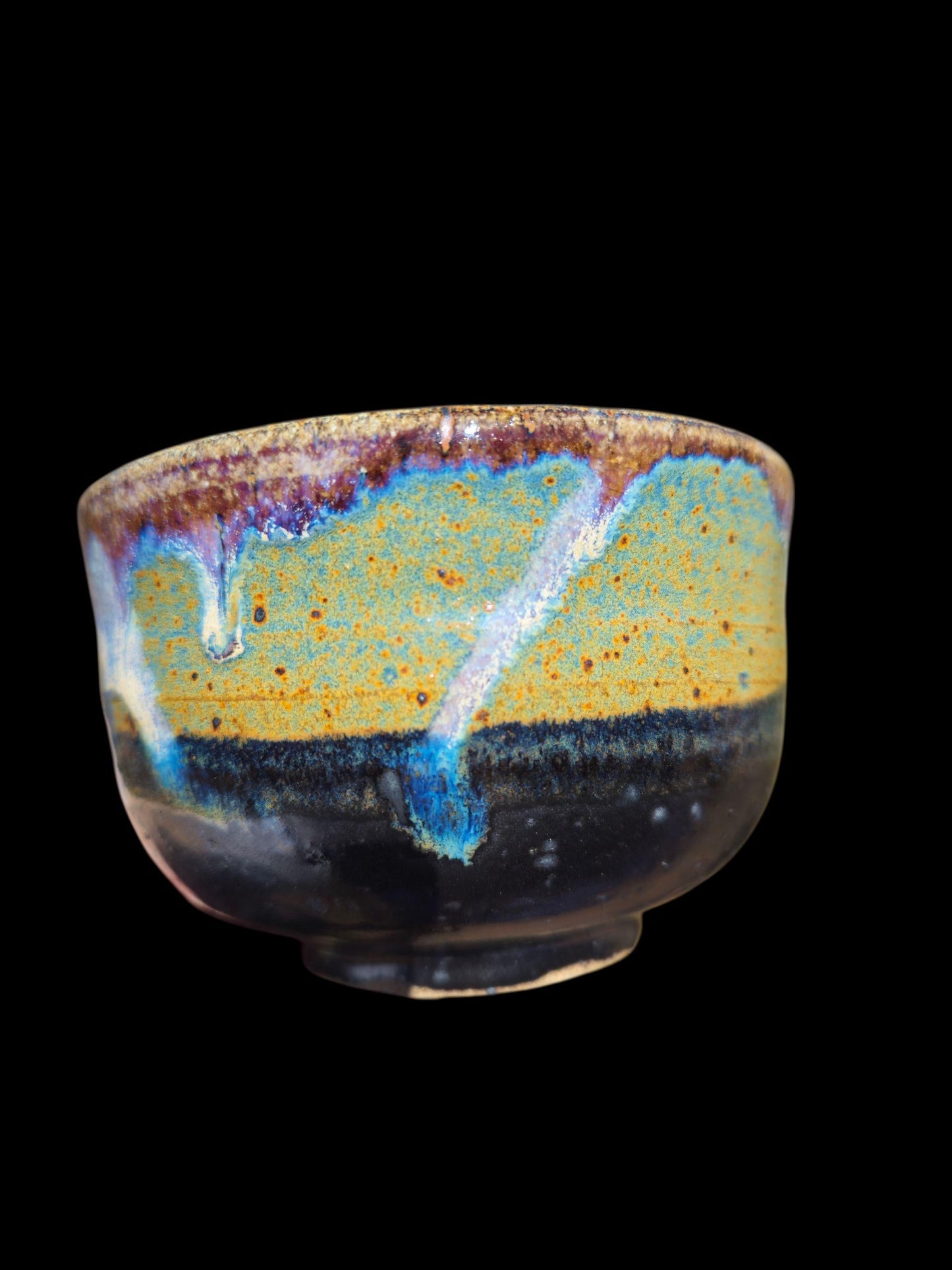 Yohen Yeti Chawan: Handmade Ceramic Matcha Tea Bowl, Abstract Landscape