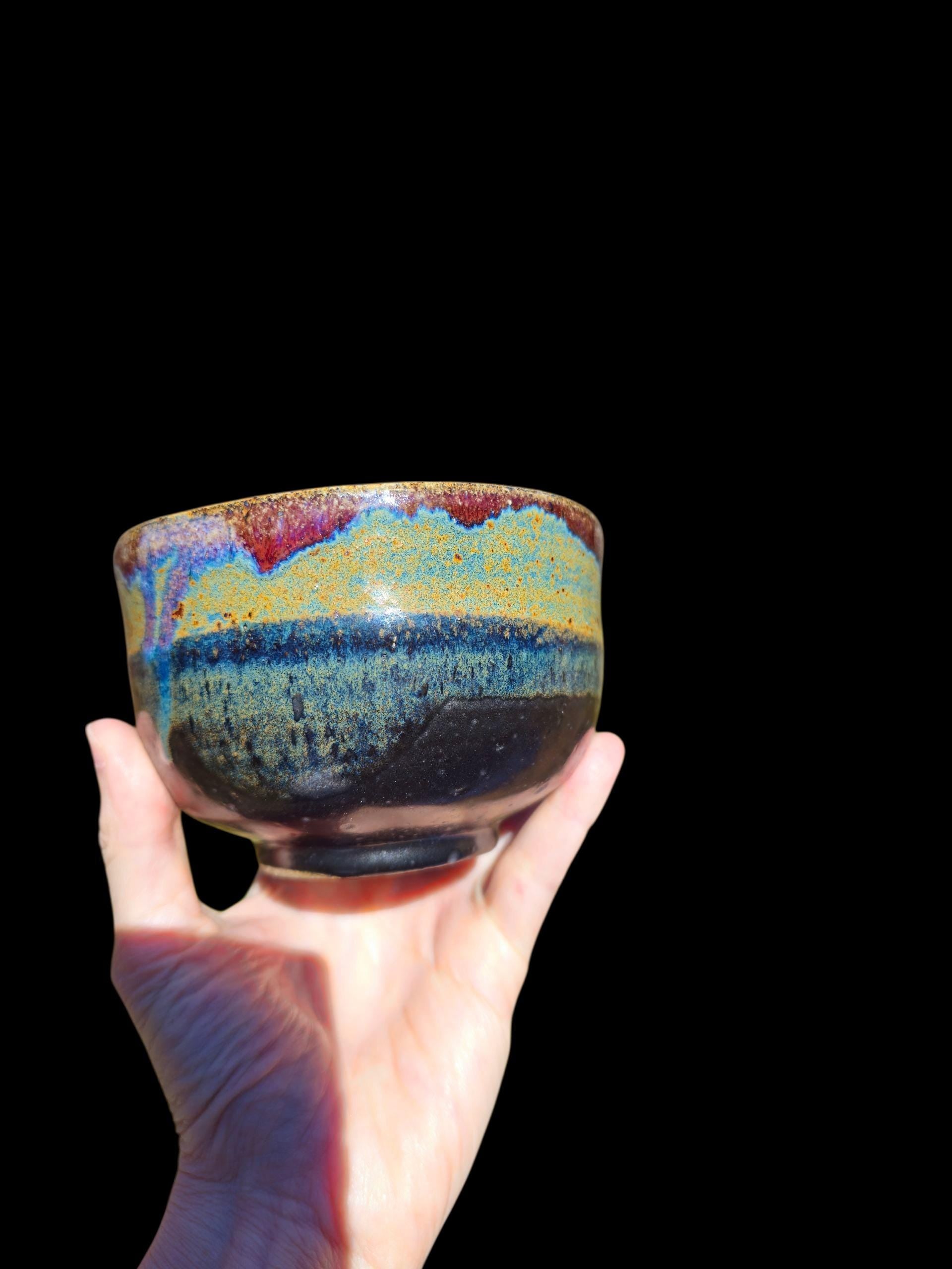 Yohen Yeti Chawan: Handmade Ceramic Matcha Tea Bowl, Abstract Landscape