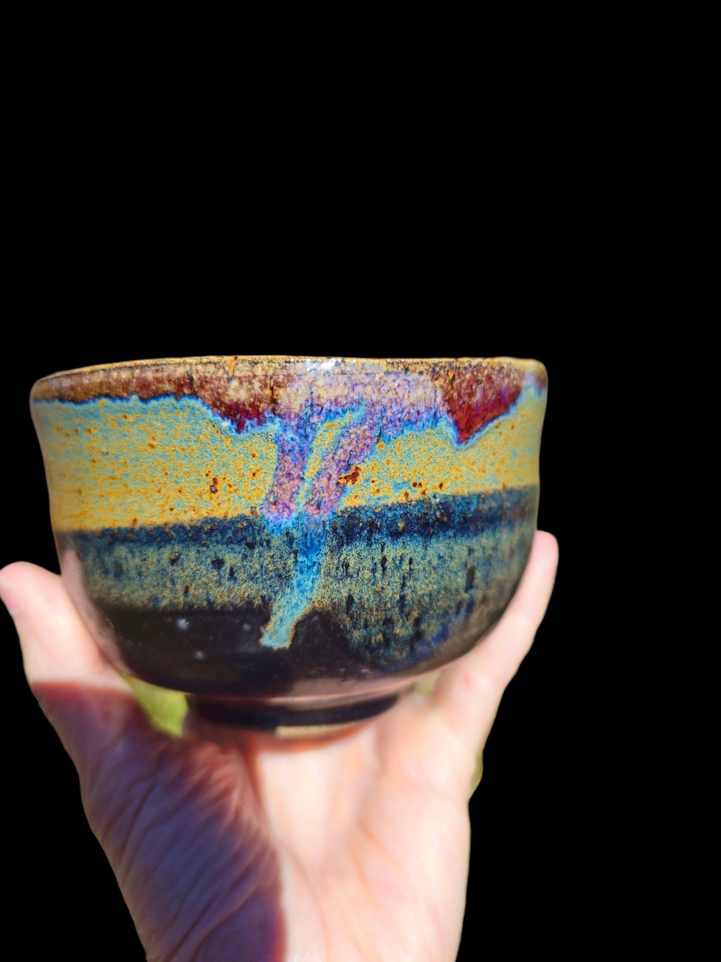 Yohen Yeti Chawan: Handmade Ceramic Matcha Tea Bowl, Abstract Landscape