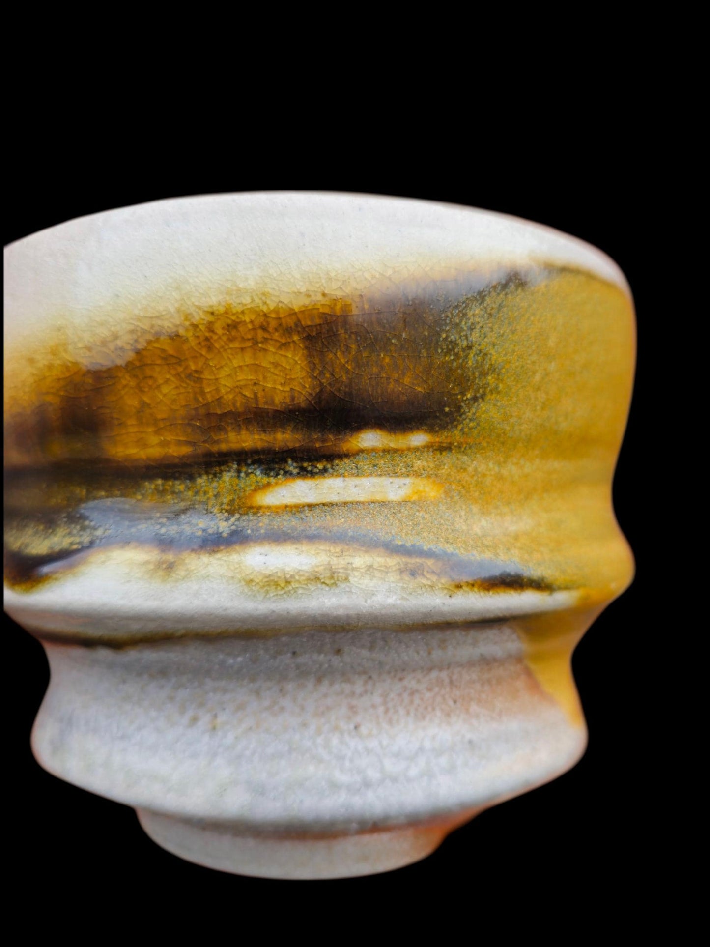 Handmade Chawan Tea Bowl – soda fired stamped Stoneware, Japanese-Inspired 4 x 3" matcha bowl