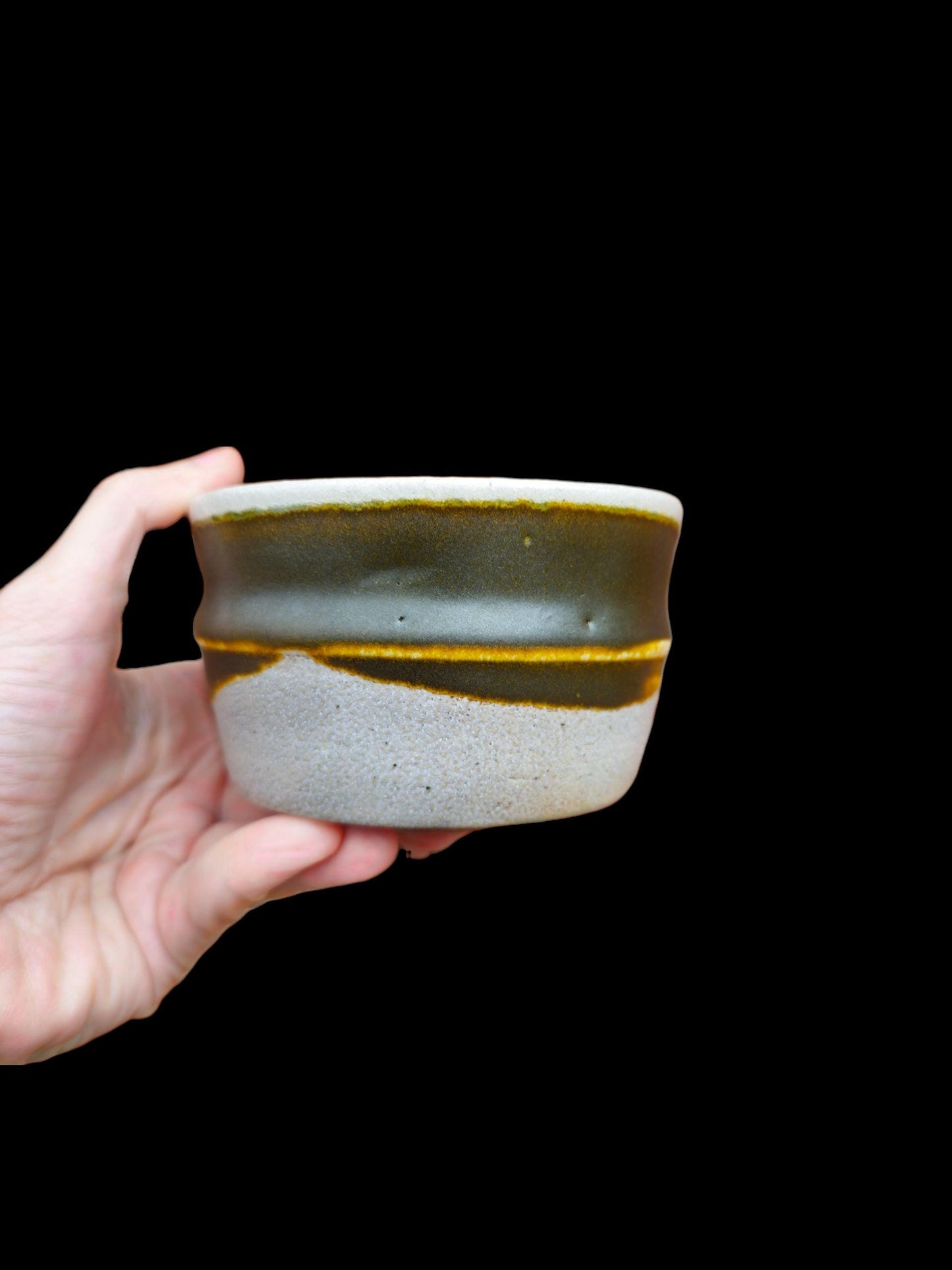 Handmade Soda Fired Chawan Tea Bowl – Stamped Stoneware, Japanese Inspired