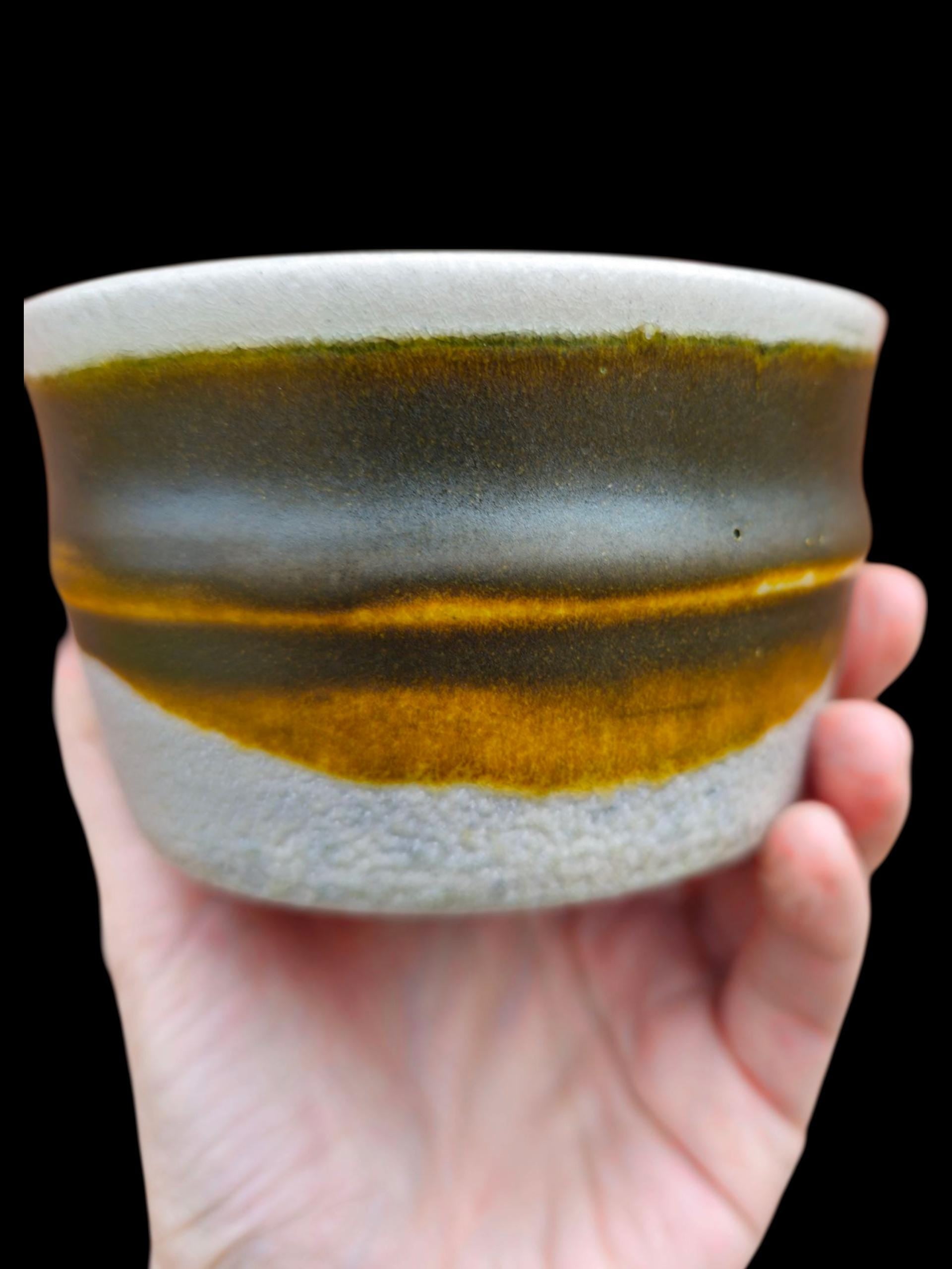 Handmade Soda Fired Chawan Tea Bowl – Stamped Stoneware, Japanese Inspired