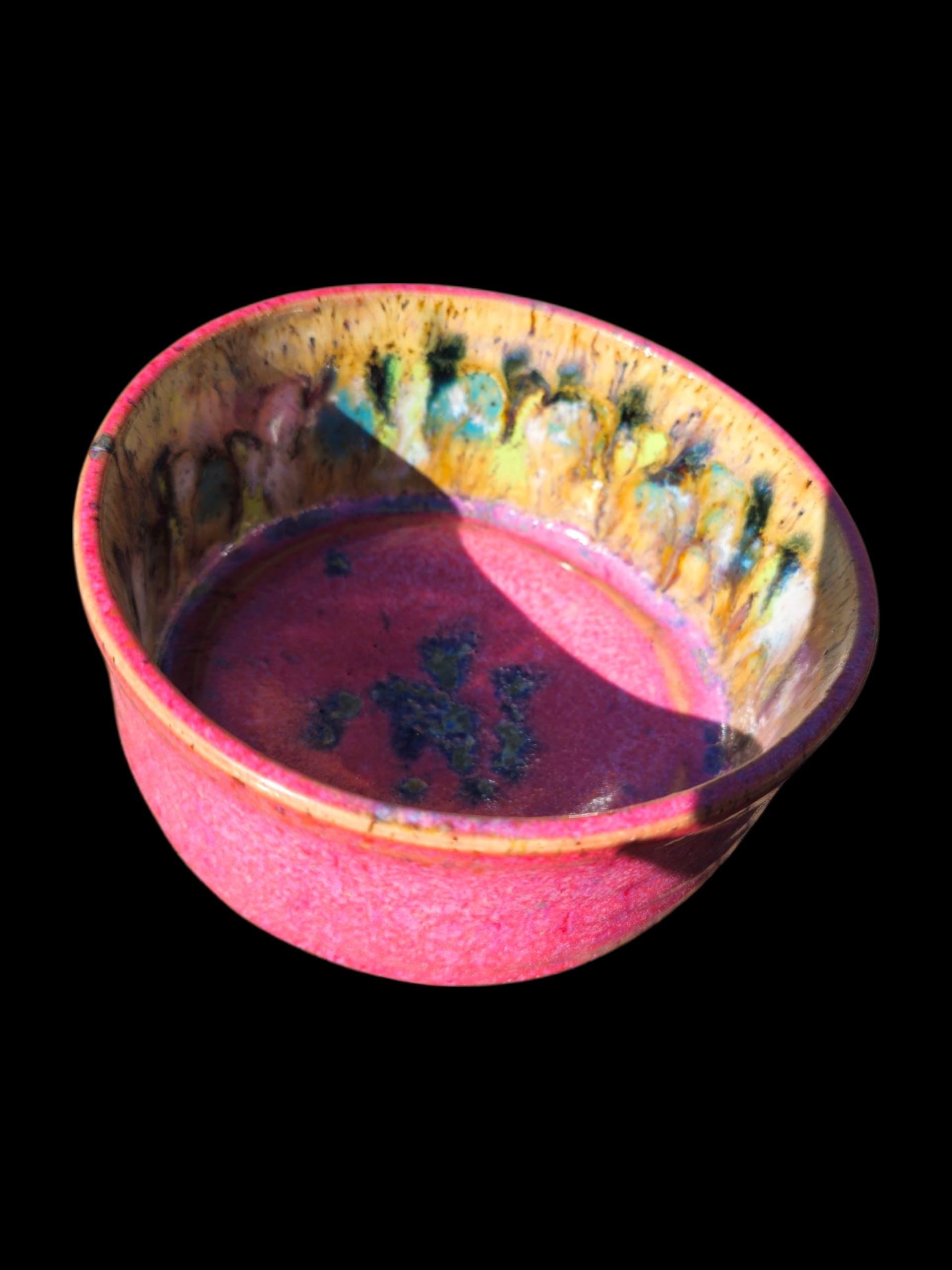Handmade Pink Abstract Matcha Bowl - Contemporary Tea Ceremony Chawan