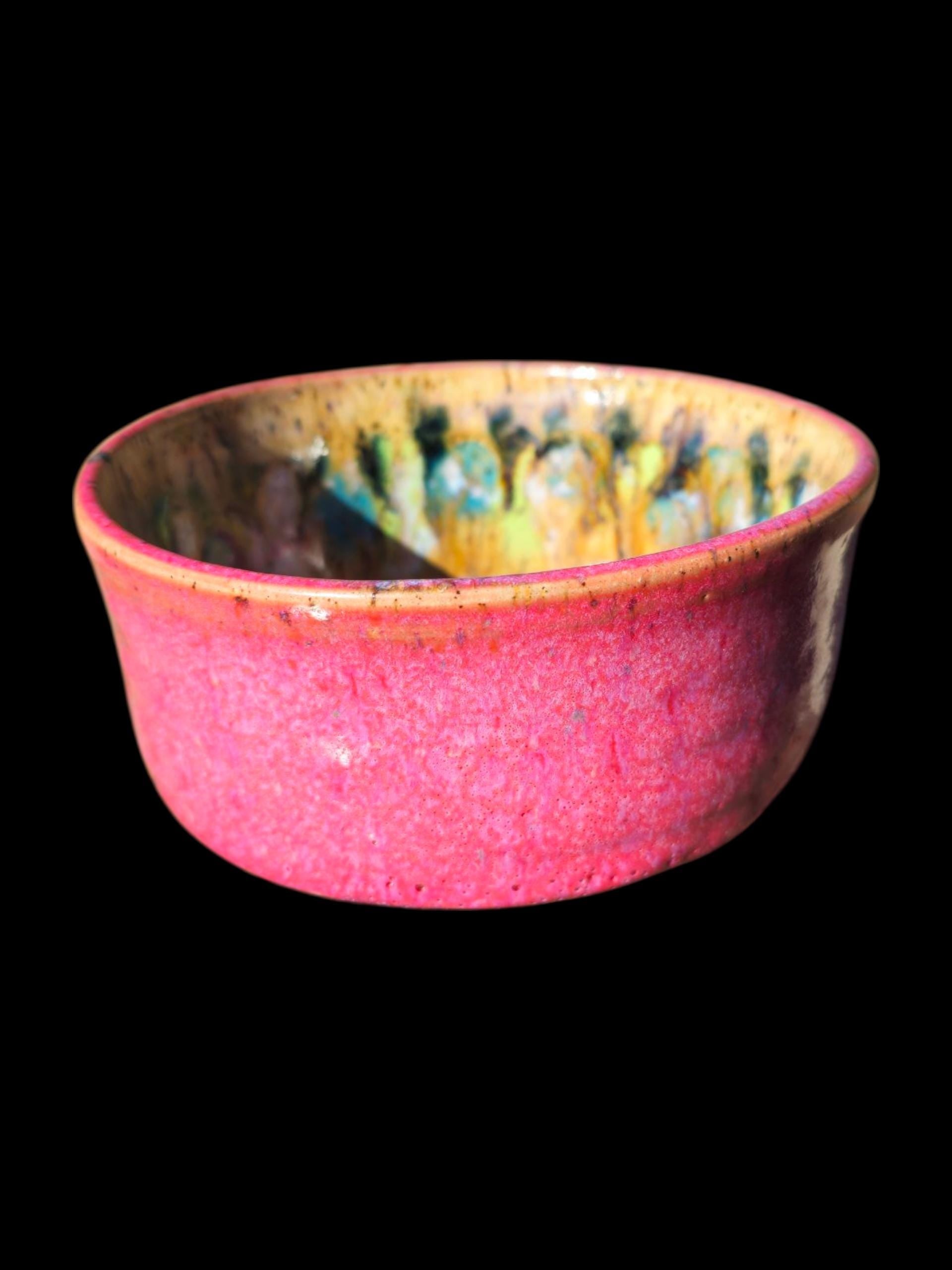 Handmade Pink Abstract Matcha Bowl - Contemporary Tea Ceremony Chawan