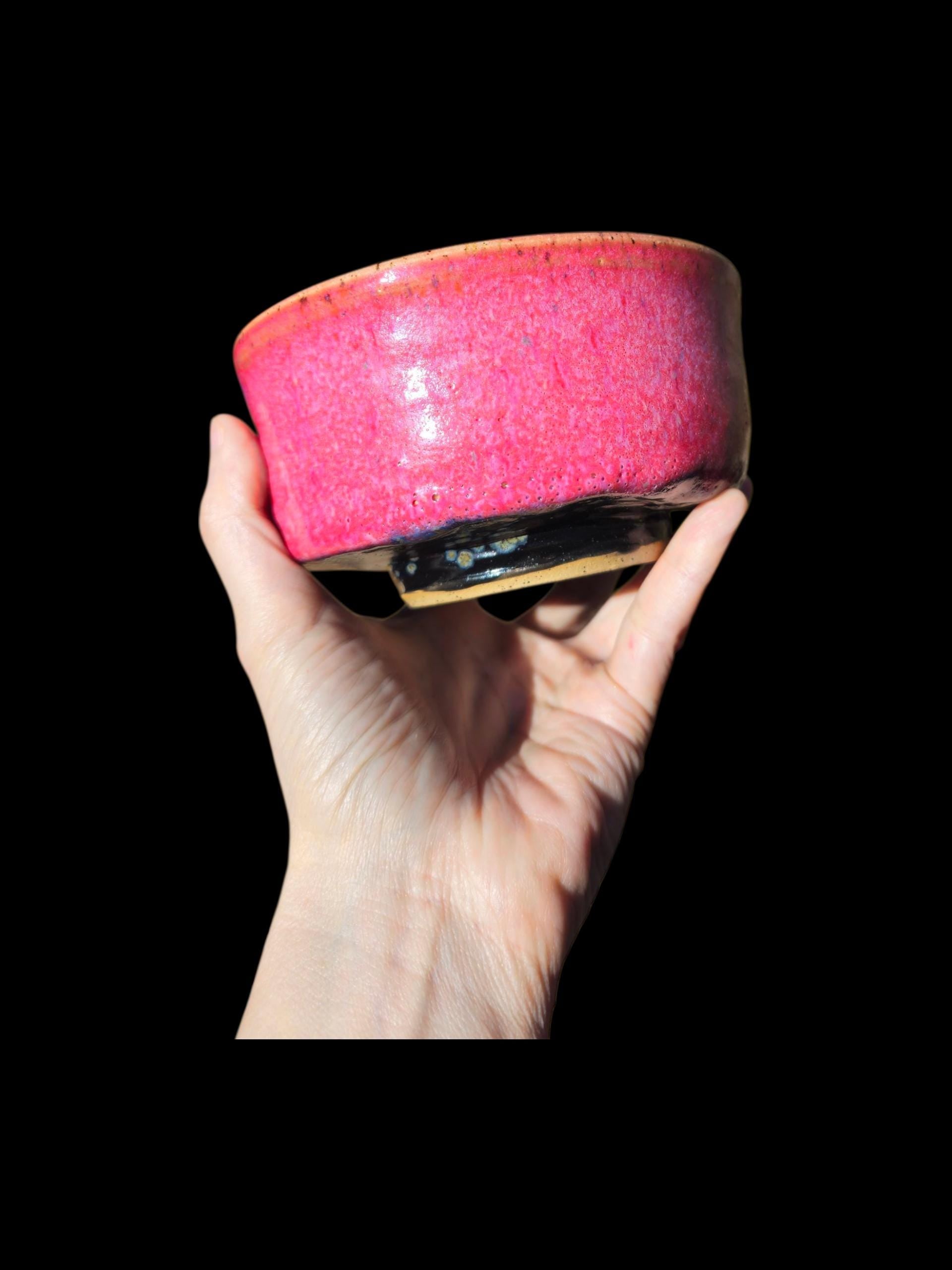 Handmade Pink Abstract Matcha Bowl - Contemporary Tea Ceremony Chawan