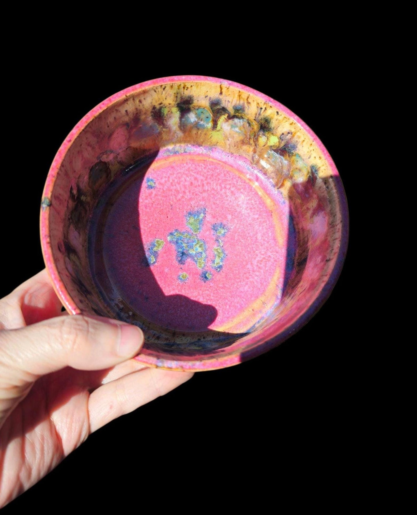 Handmade Pink Abstract Matcha Bowl - Contemporary Tea Ceremony Chawan