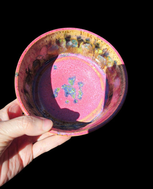Handmade Pink Abstract Matcha Bowl - Contemporary Tea Ceremony Chawan