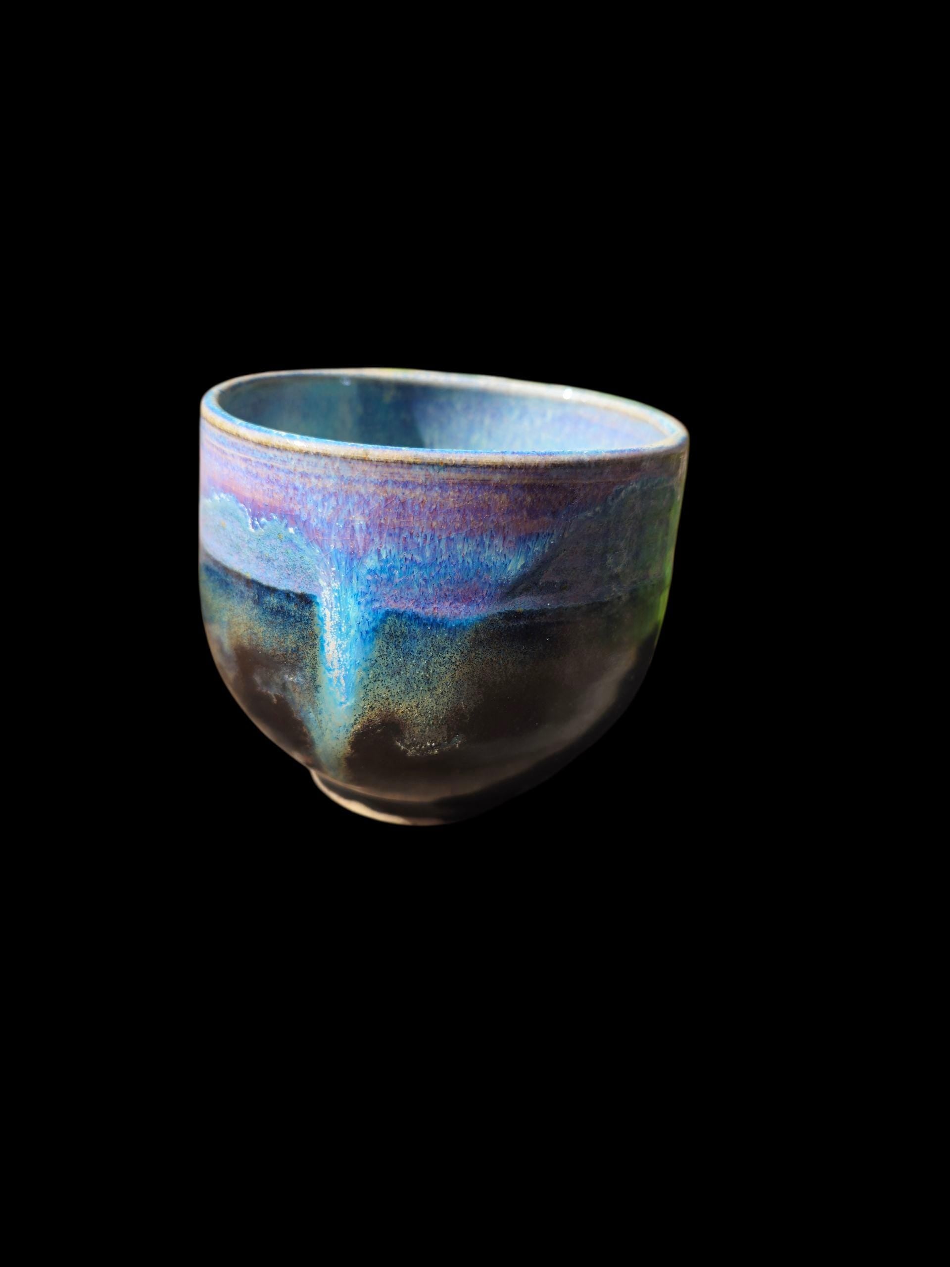 Handmade Ceramic Tea Bowl: Gas Fired Yunomi, Signed Pottery, 16 oz