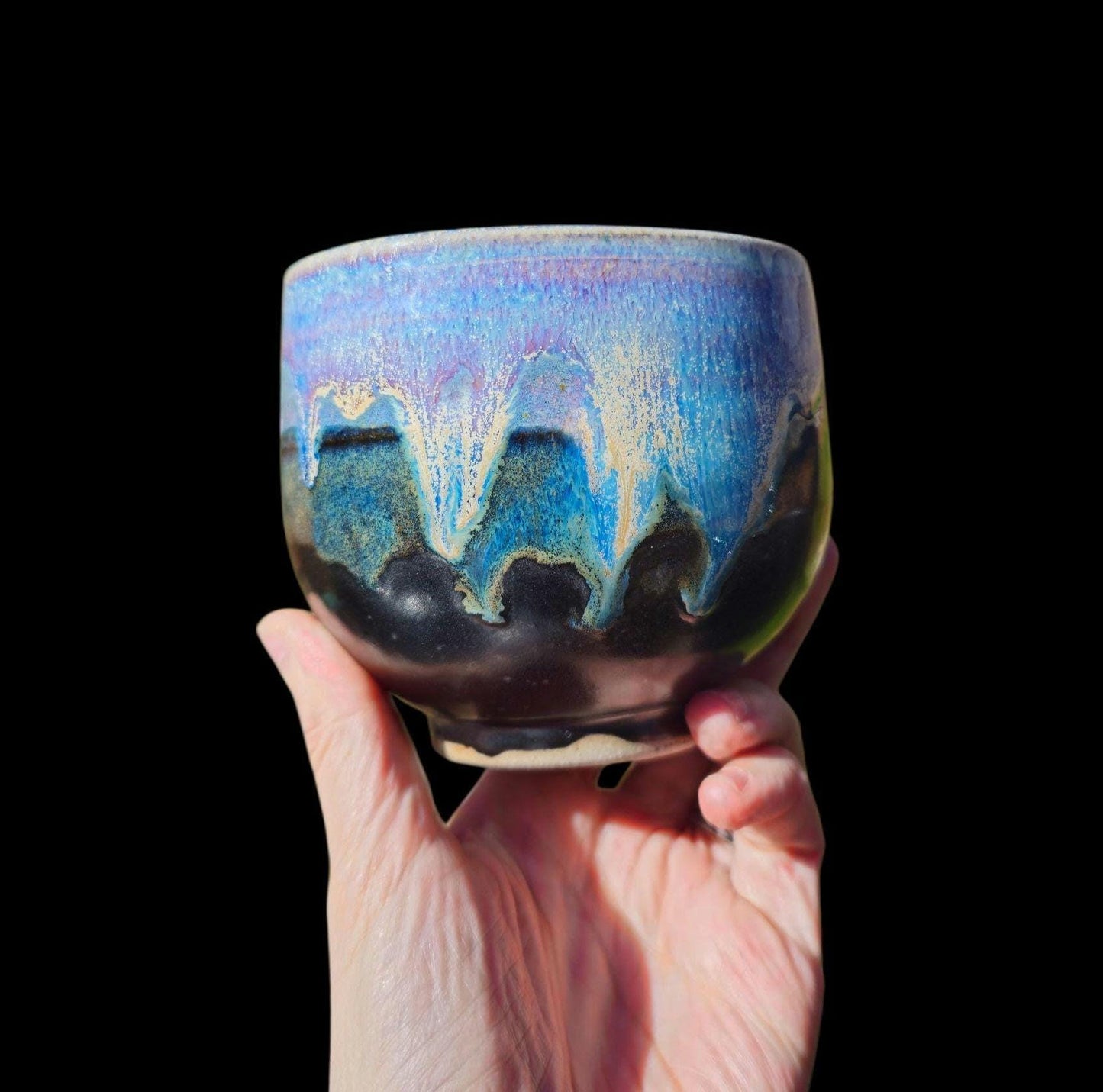 Handmade Ceramic Tea Bowl: Gas Fired Yunomi, Signed Pottery, 16 oz