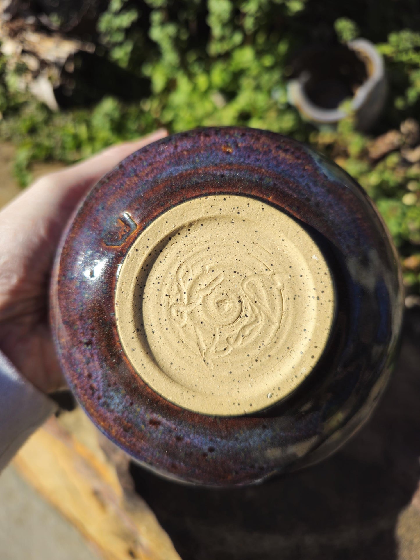 Handmade Ceramic Chawan Bowl: Abstract Landscape Art, 12 oz
