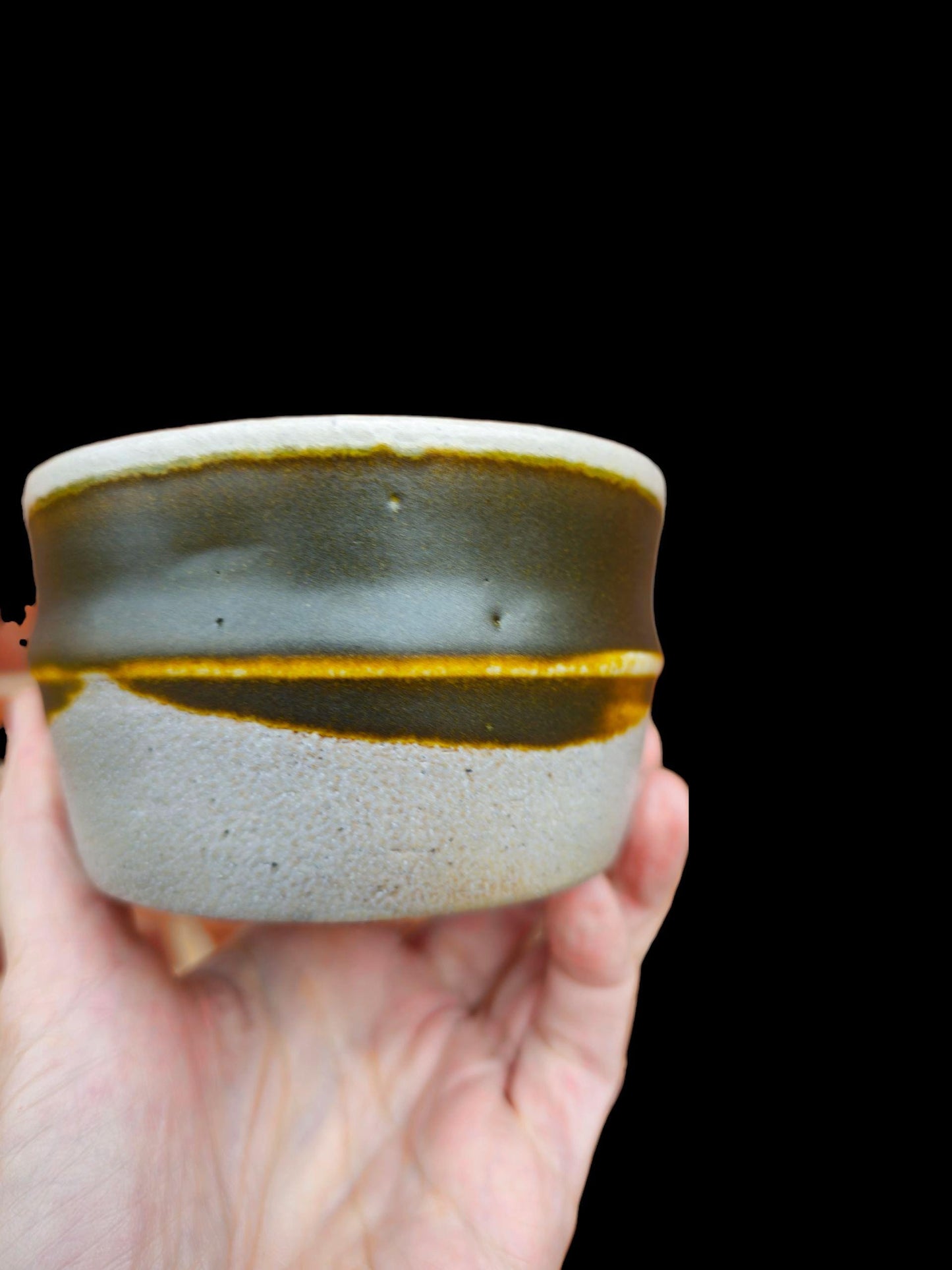 Handmade Soda Fired Chawan Tea Bowl – Stamped Stoneware, Japanese Inspired