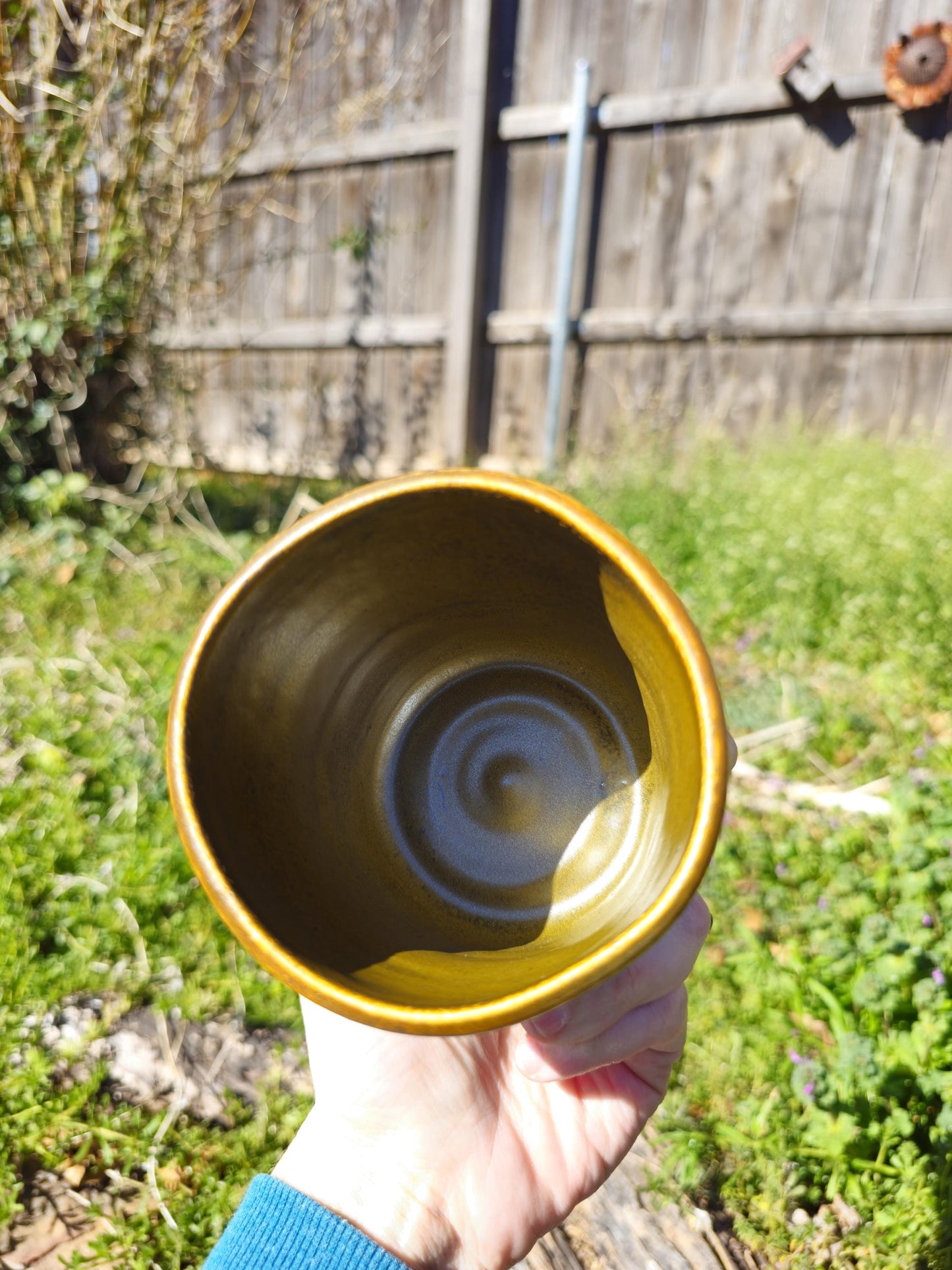 Soda Fired Carved Stoneware Cup Kurinuki Style Teadust Glaze Rustic 8 oz 4x4"