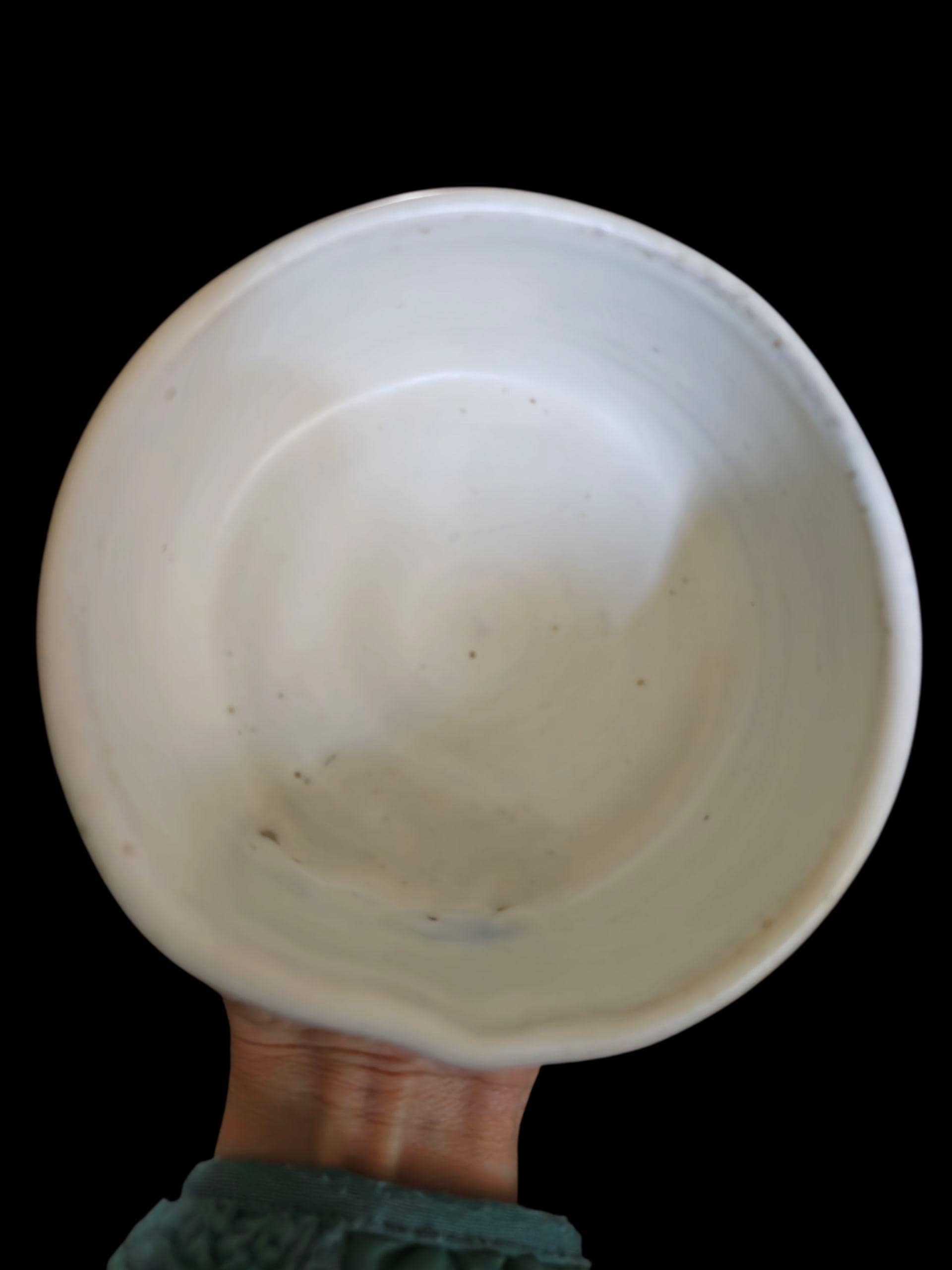 Soda Fired Hand Carved Eye Teabowl, Melange Stoneware Chawan (5" Diameter)