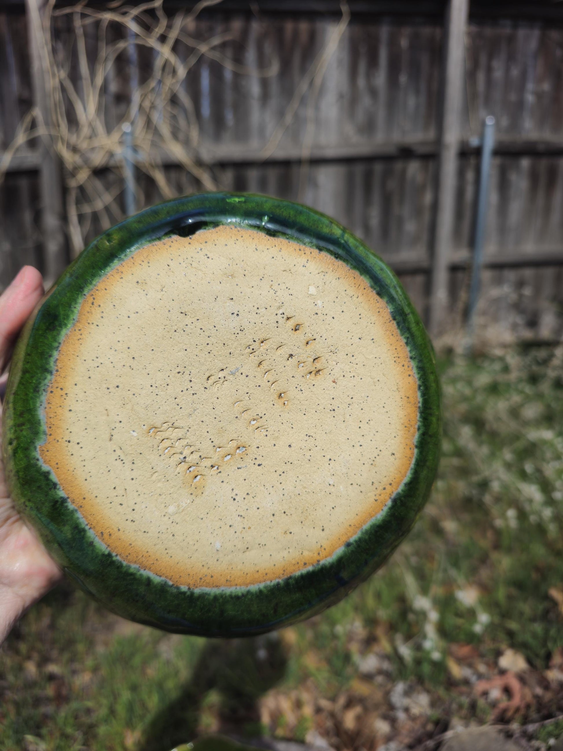 Sculptural Green Ceramic Bowl Hand Thrown Stoneware, Crackle Glaze, Wabi-Sabi, Electric Fired, One of a Kind